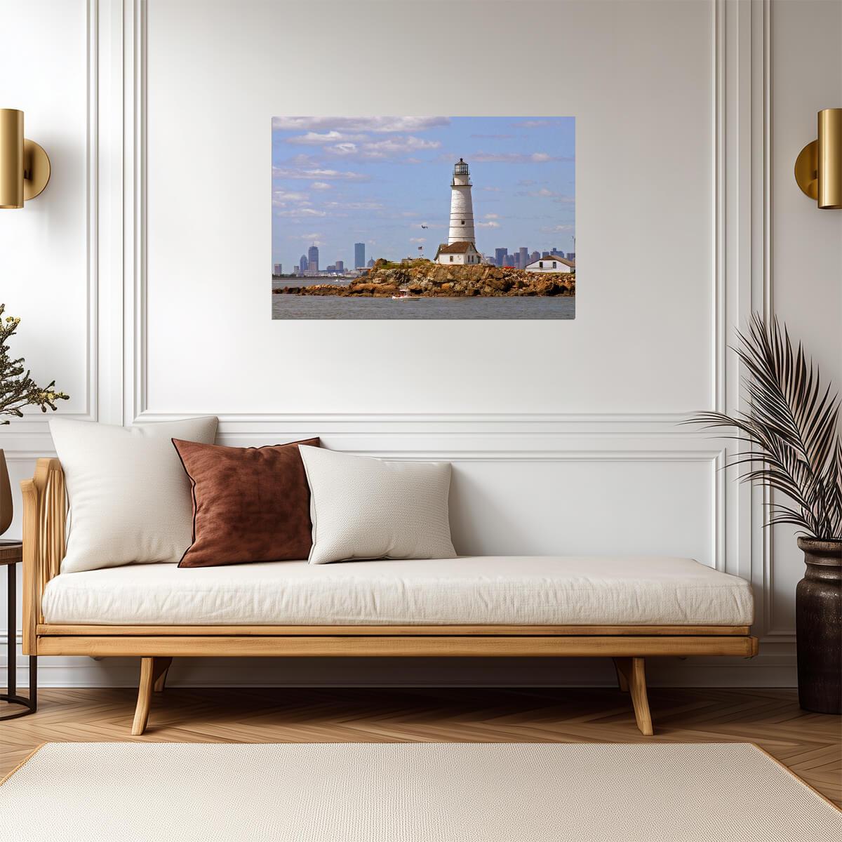 Boston Light Lighthouse on Little Brewster Island | Massachusetts Photography | Nautical Poster - Photography Poster