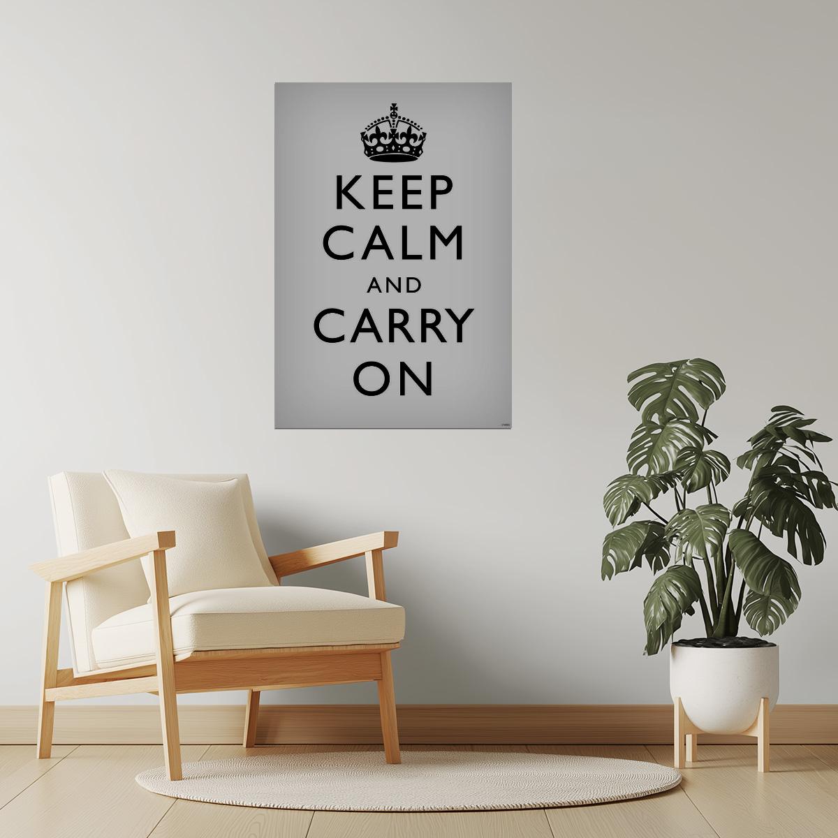 Keep Calm and Carry On | Classic Motivational Poster (Gray)