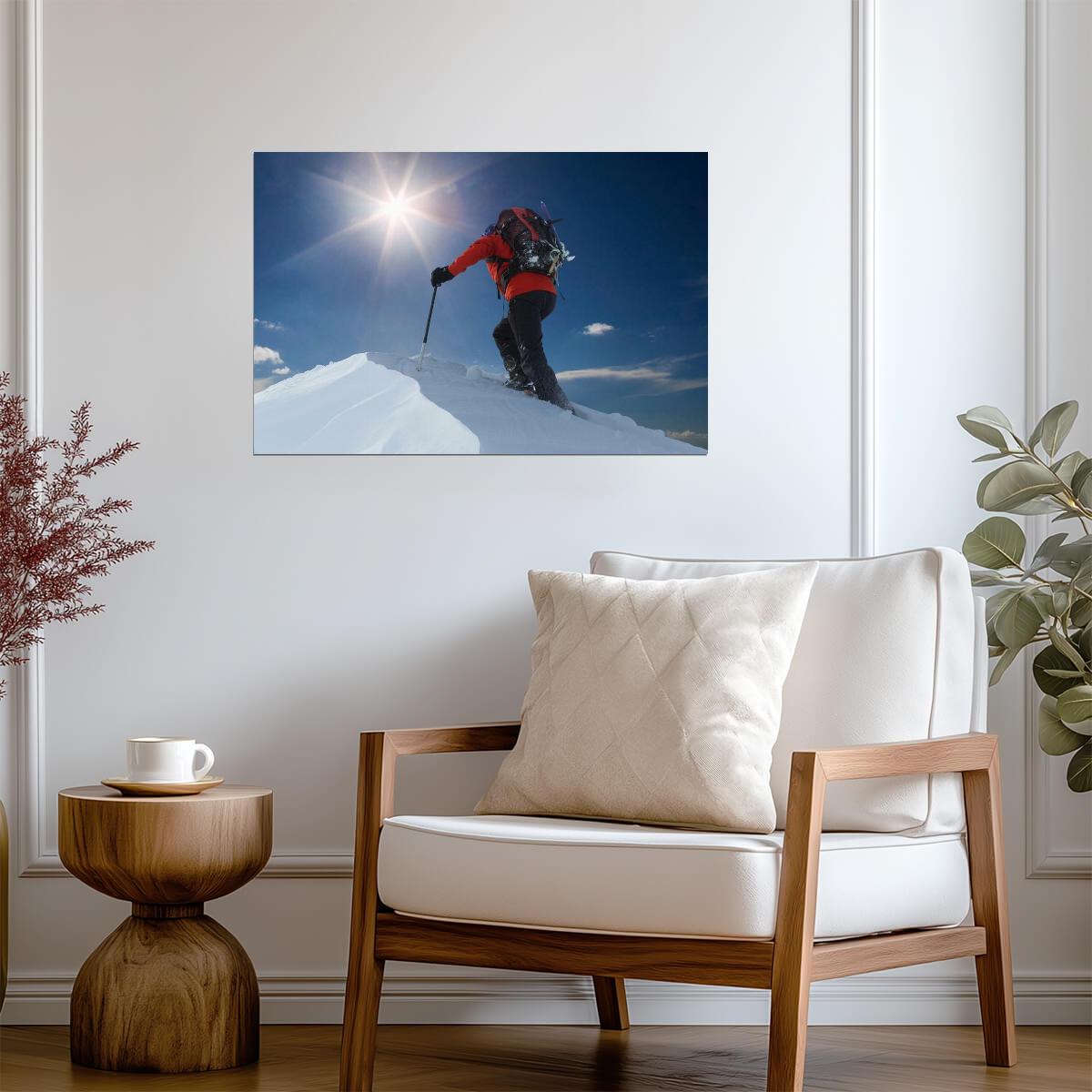 Lone Climber Reaching a Mountain Top | Inspirational Photography | Motivational Adventure Poster - Sports Poster