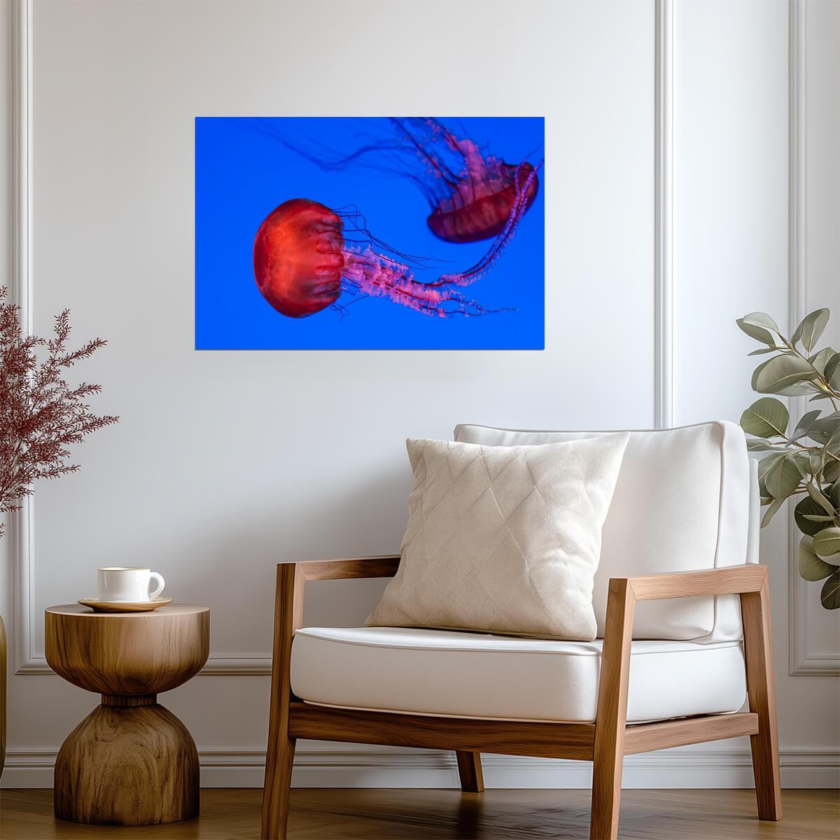 Graceful Jellyfish Swimming Underwater | Marine Life Photography | Ocean Poster - Photography Poster