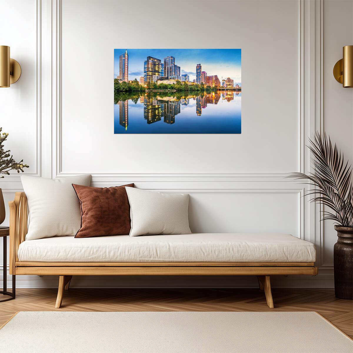 Austin Texas Skyline from Lady Bird Lake | Cityscape Photography | Urban Poster - Photography Poster