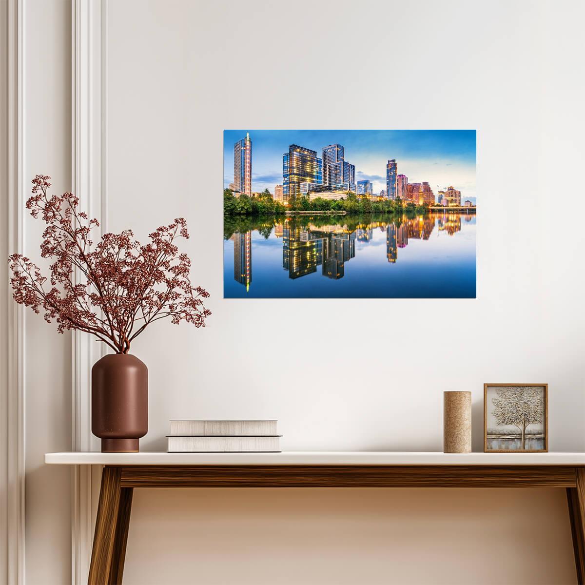 Austin Texas Skyline from Lady Bird Lake | Cityscape Photography | Urban Poster - Photography Poster