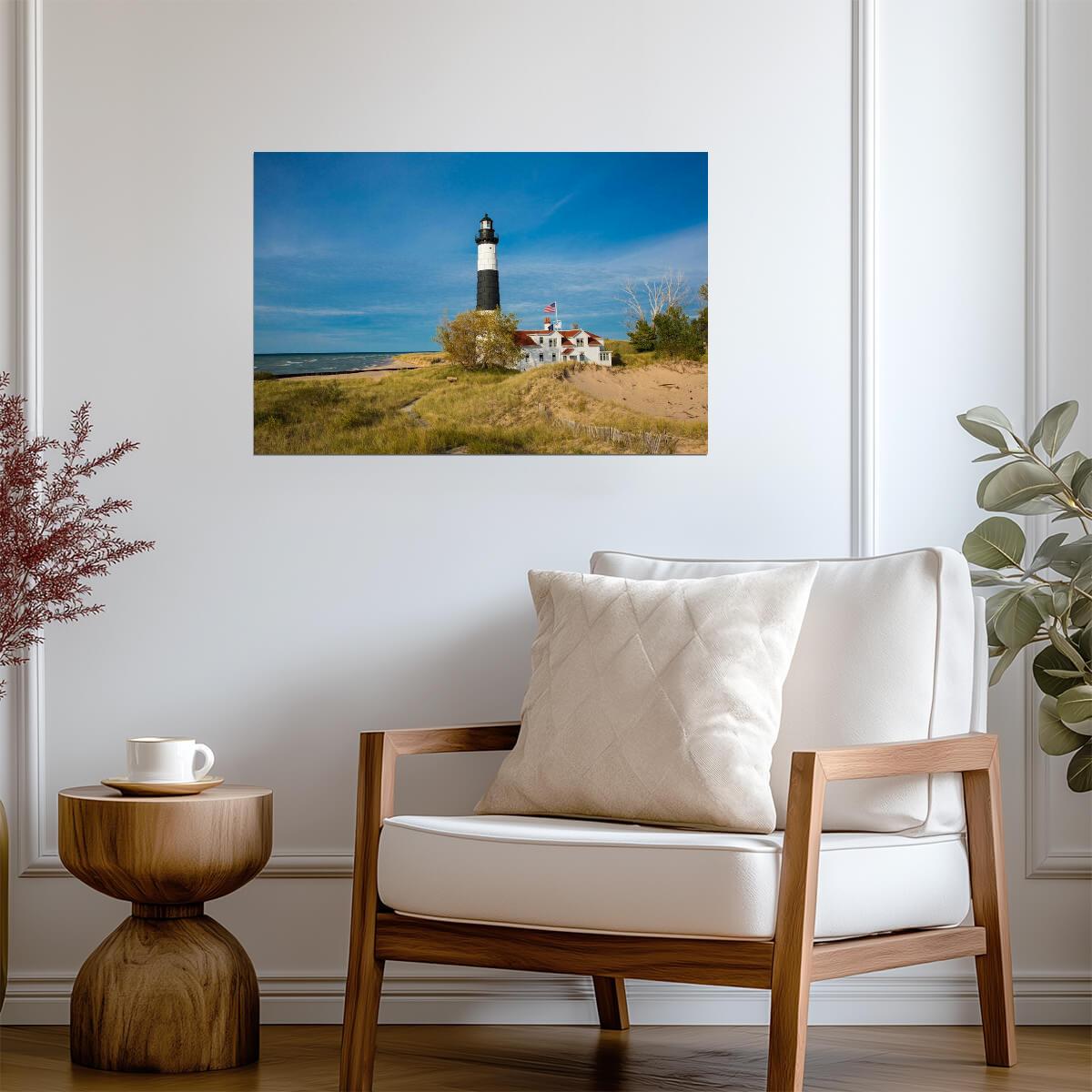 Big Sable Point Lighthouse on Lake Michigan | Landmark Photography | Great Lakes Poster - Photography Poster
