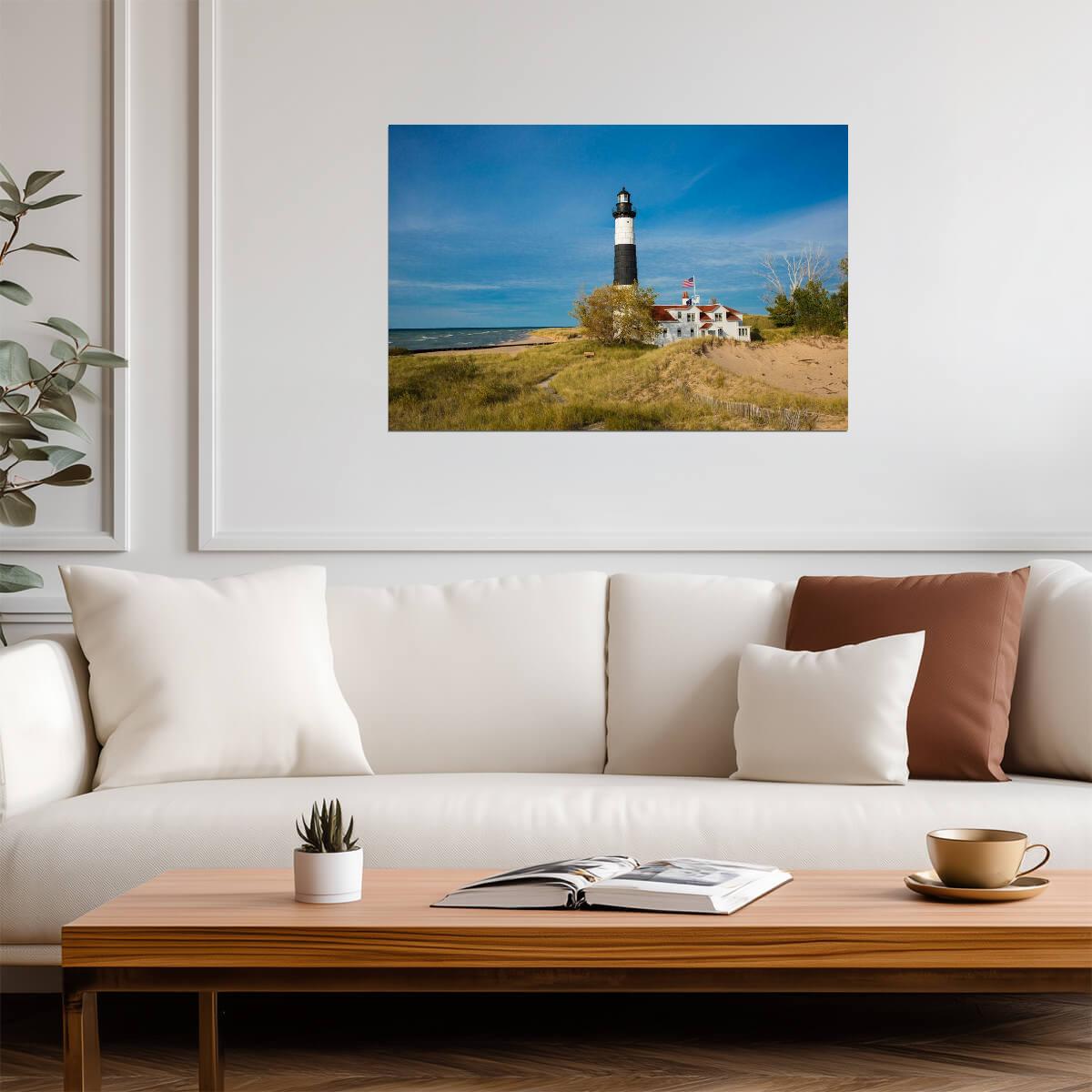 Big Sable Point Lighthouse on Lake Michigan | Landmark Photography | Great Lakes Poster - Photography Poster