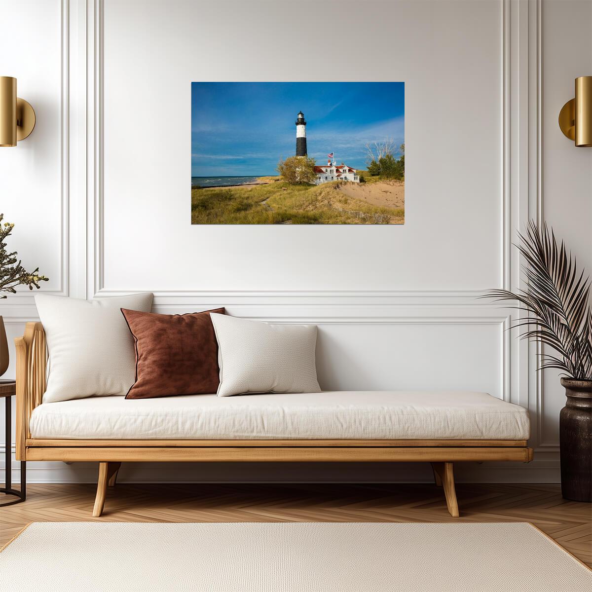 Big Sable Point Lighthouse on Lake Michigan | Landmark Photography | Great Lakes Poster - Photography Poster