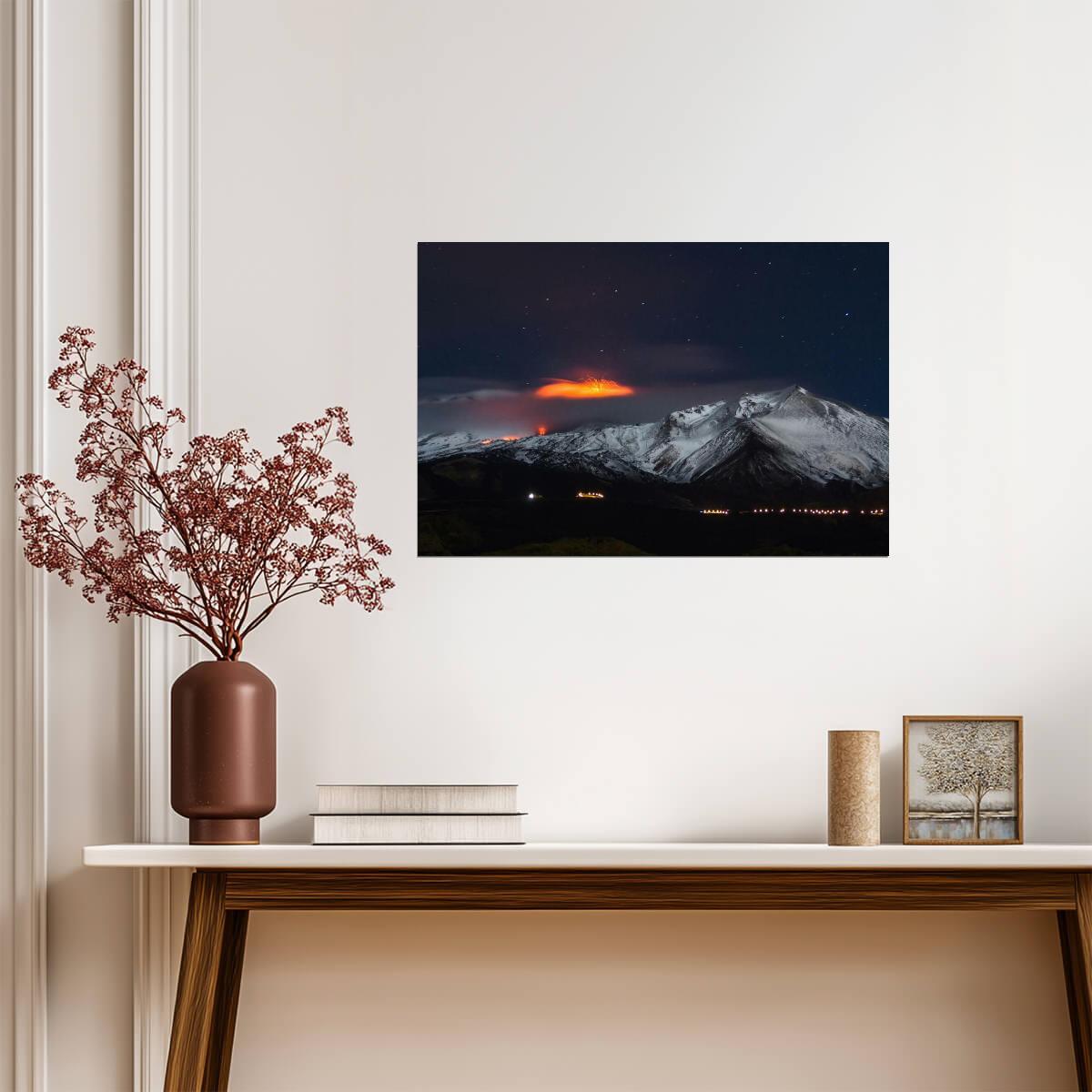 Mount Etna Volcano Eruption in Sicily | Italy Photography | Natural Phenomenon Poster - Photography Poster