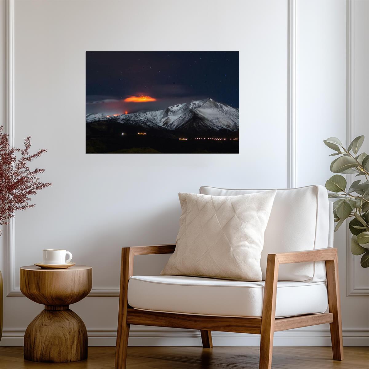 Mount Etna Volcano Eruption in Sicily | Italy Photography | Natural Phenomenon Poster - Photography Poster