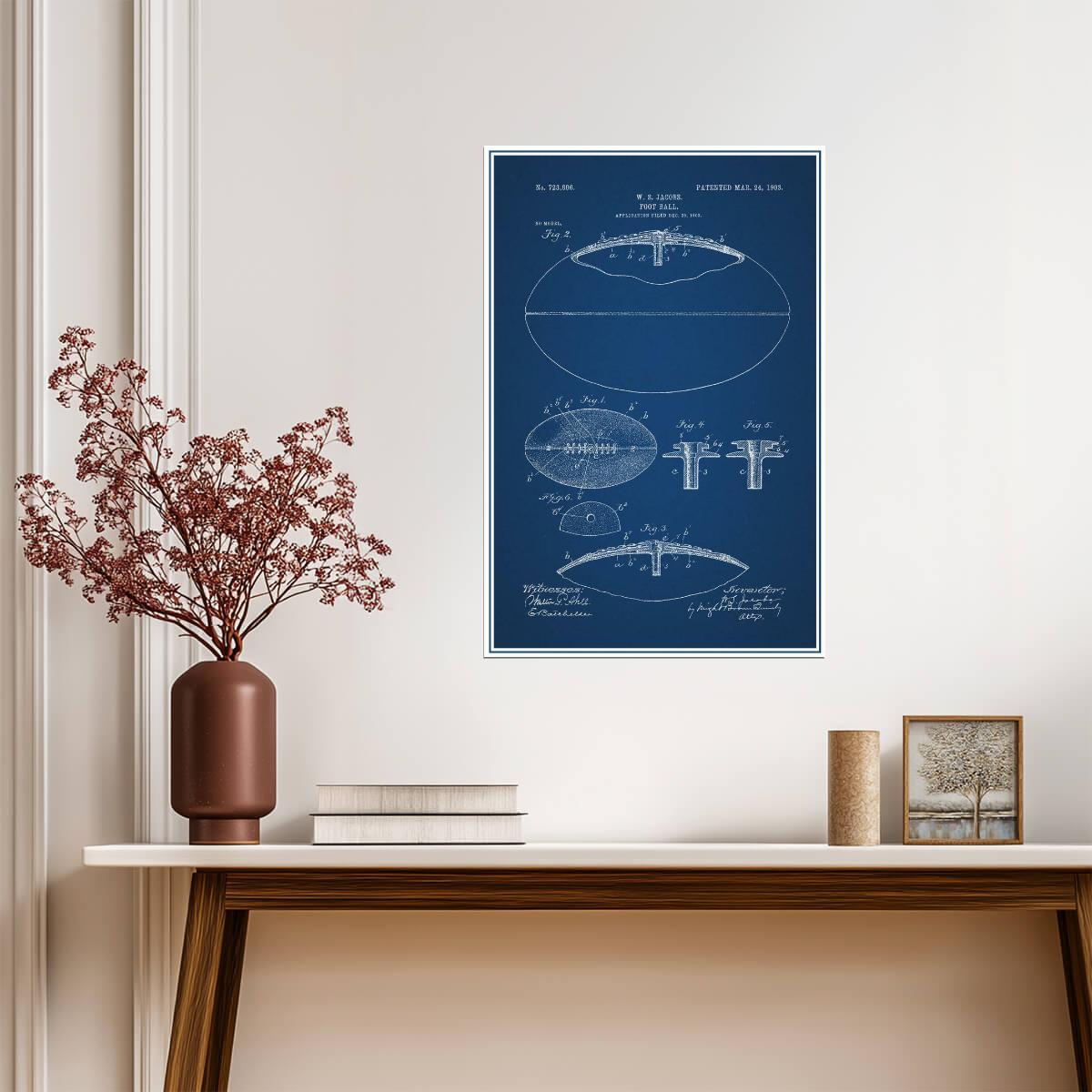 American Football Patent Blueprint | Vintage Sports Poster | Game Room Wall Art - Vintage & Retro Poster
