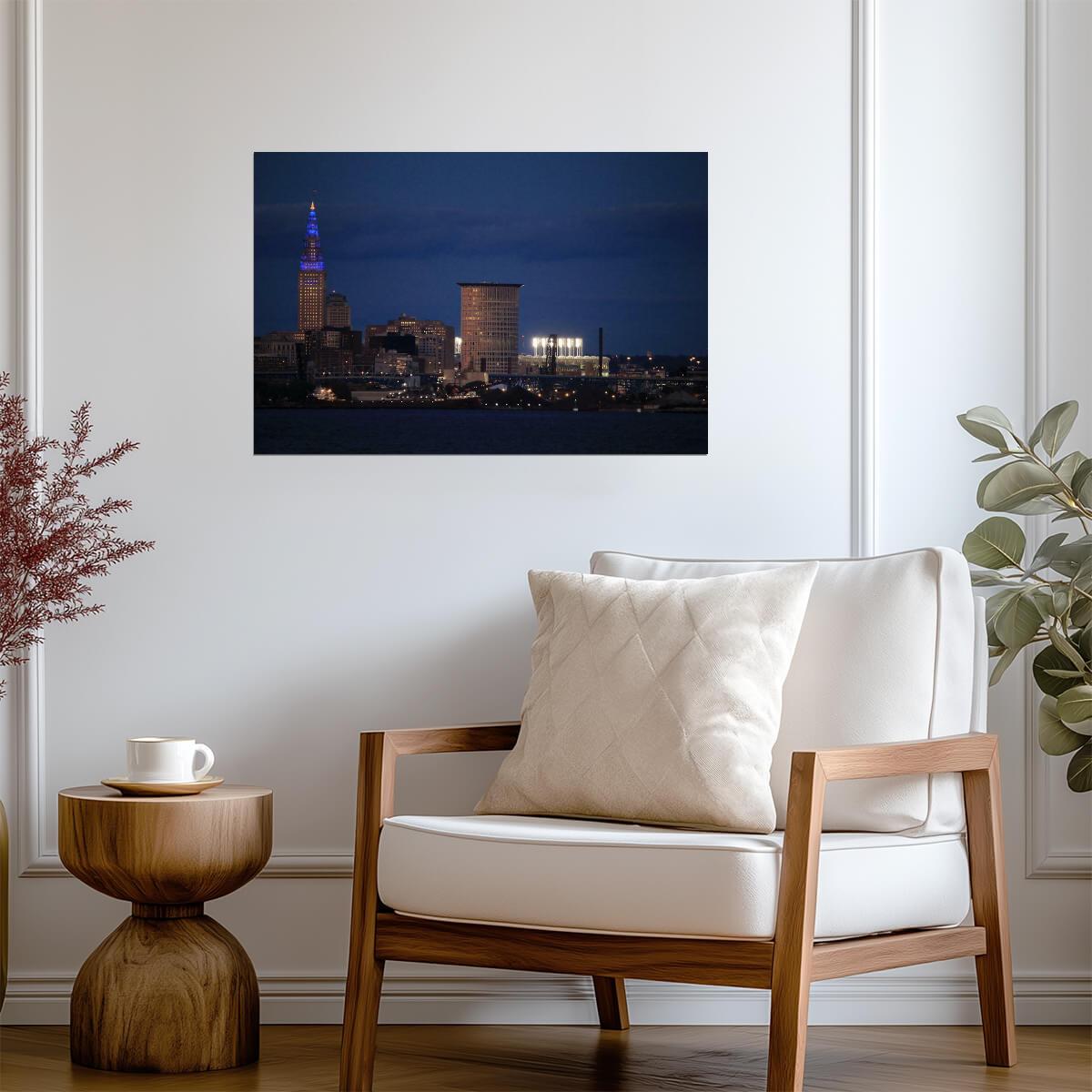 Cleveland Skyline with Progressive Field | Ohio Cityscape Photography | Baseball Stadium Poster - Photography Poster