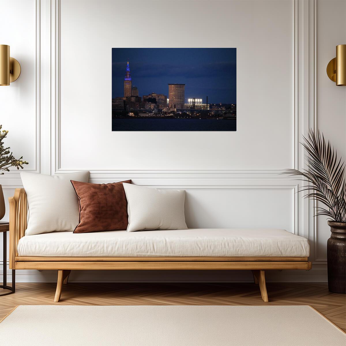 Cleveland Skyline with Progressive Field | Ohio Cityscape Photography | Baseball Stadium Poster - Photography Poster