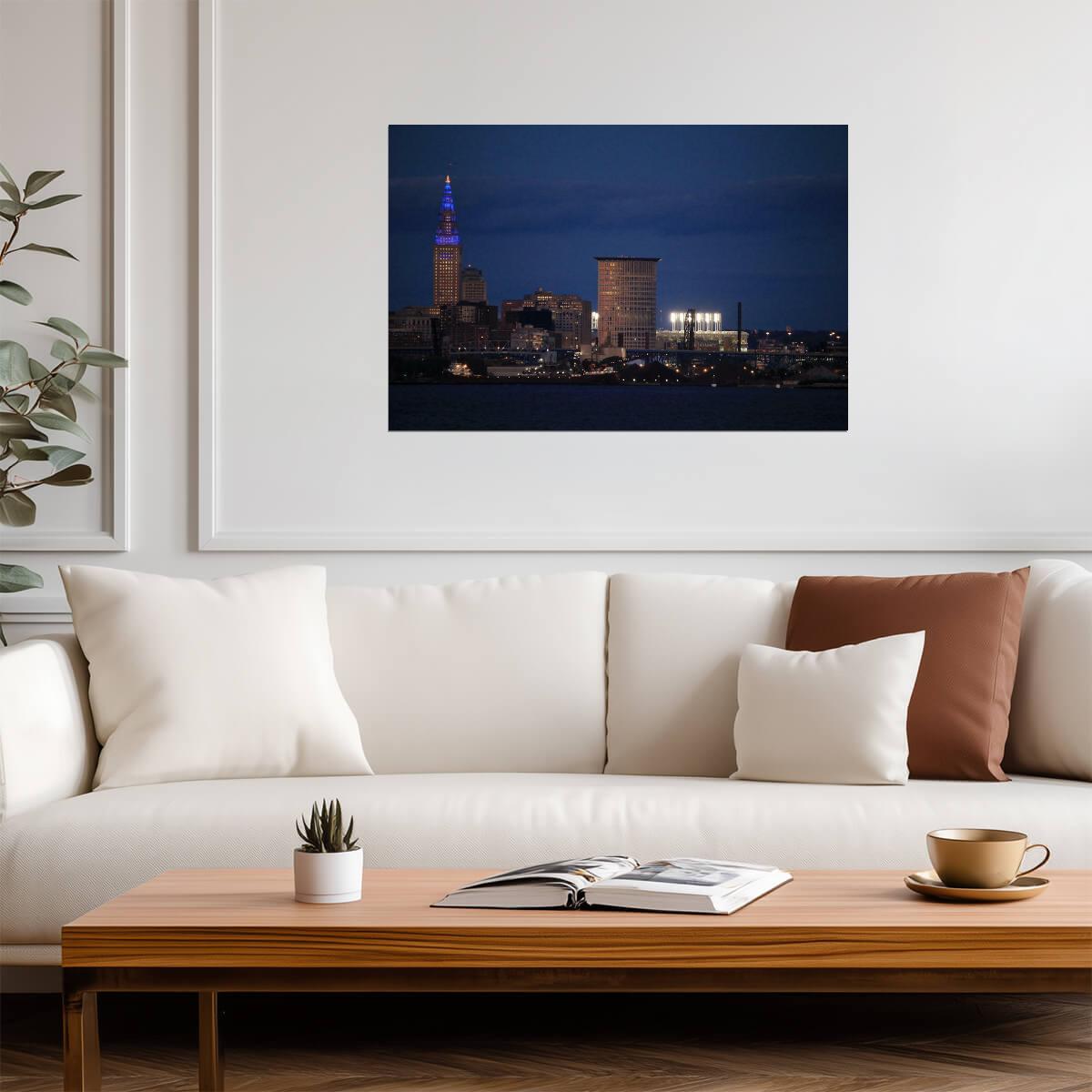 Cleveland Skyline with Progressive Field | Ohio Cityscape Photography | Baseball Stadium Poster - Photography Poster