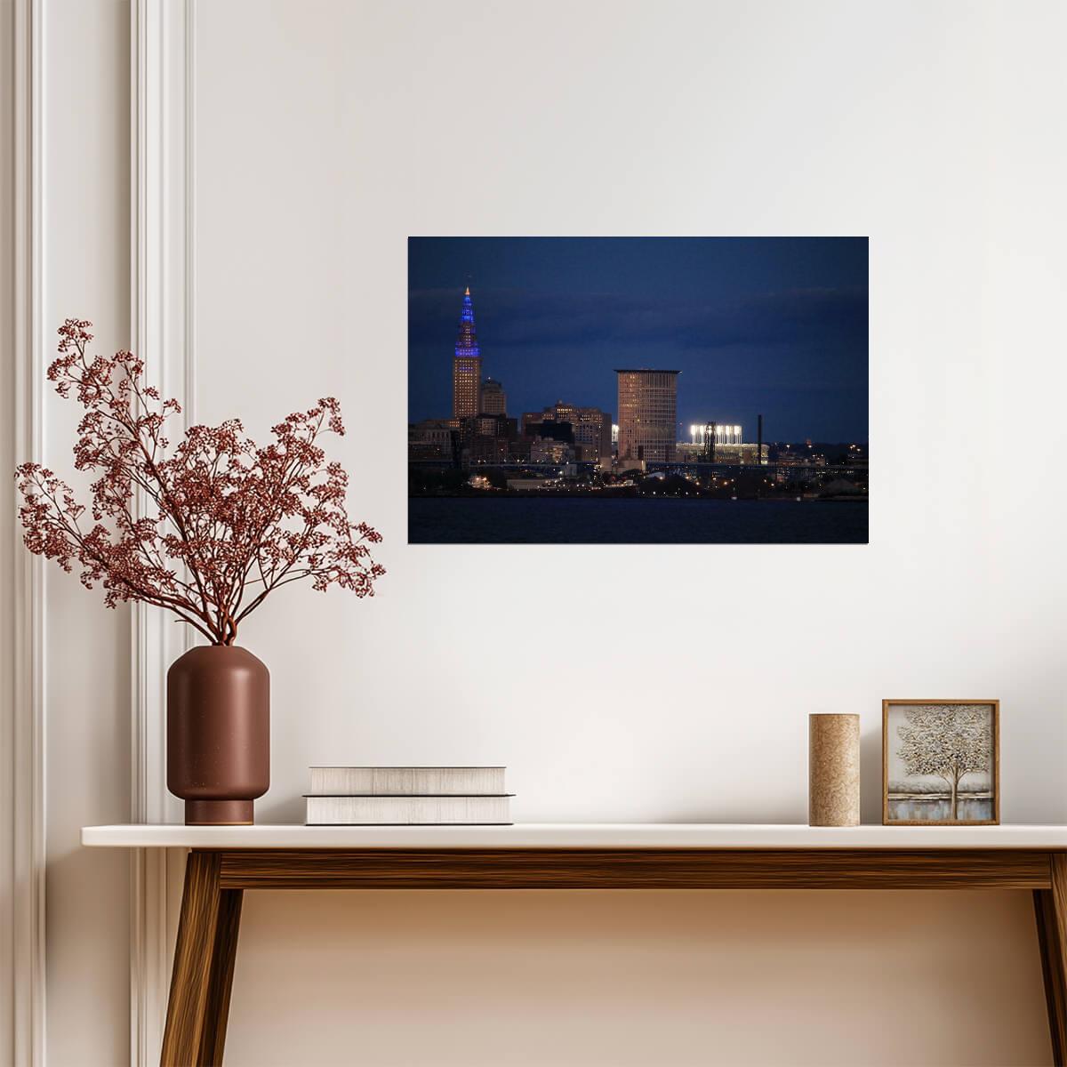 Cleveland Skyline with Progressive Field | Ohio Cityscape Photography | Baseball Stadium Poster - Photography Poster
