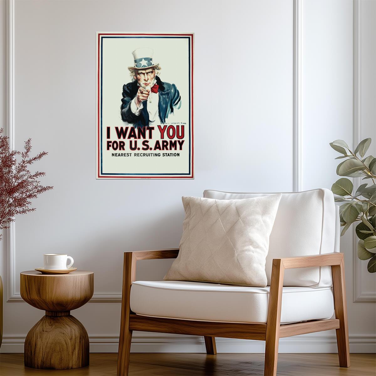 Uncle Sam "I Want You For The Army" | Vintage Propaganda Poster | WPA War Effort Art