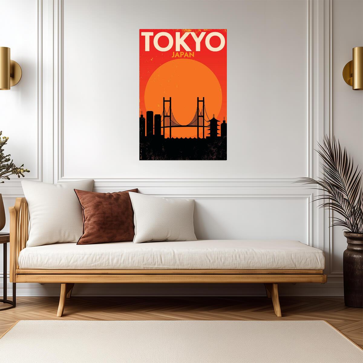 Vintage Tokyo Japan | Retro Travel Poster | City Skyline Wall Art