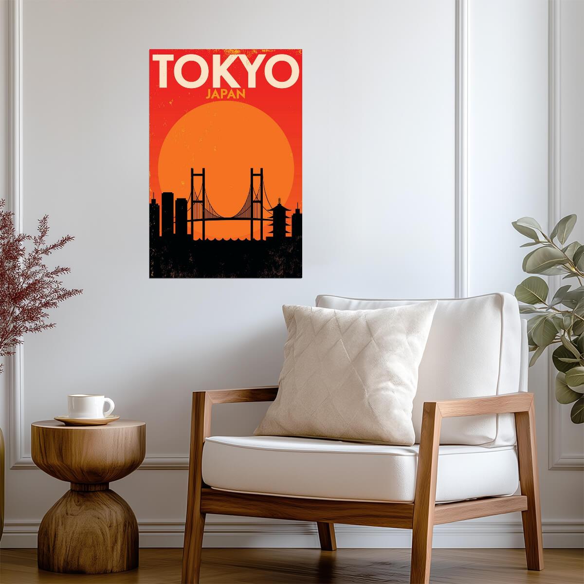 Vintage Tokyo Japan | Retro Travel Poster | City Skyline Wall Art
