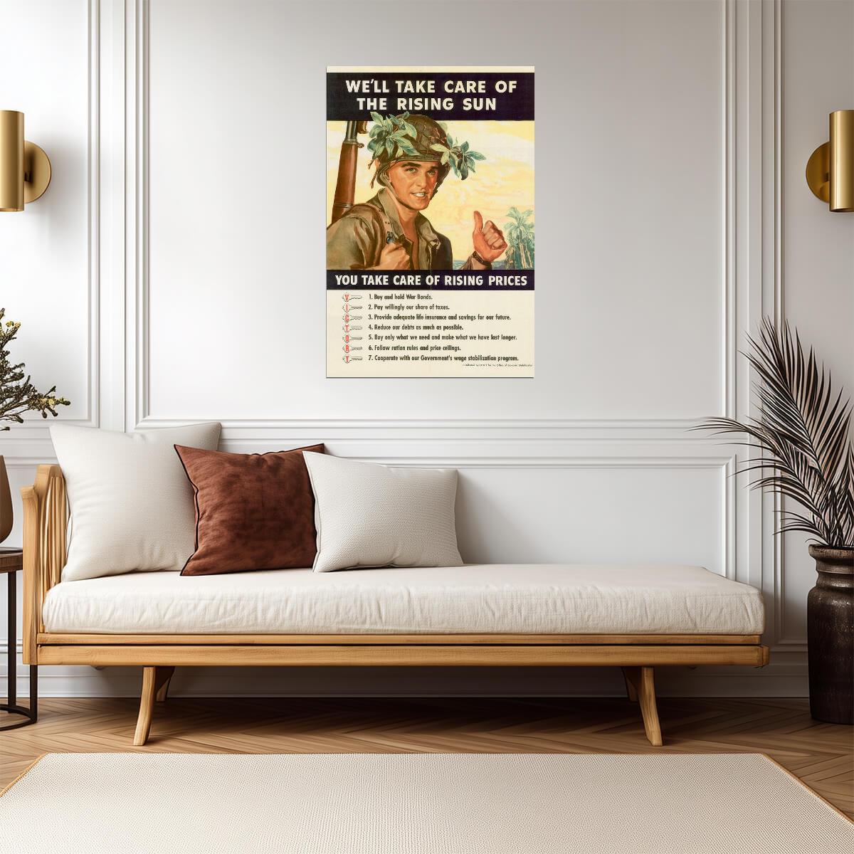 "We'll Take Care of the Rising Sun" | WWII Anti-Japan Poster | Vintage Propaganda Art - Vintage & Retro Poster