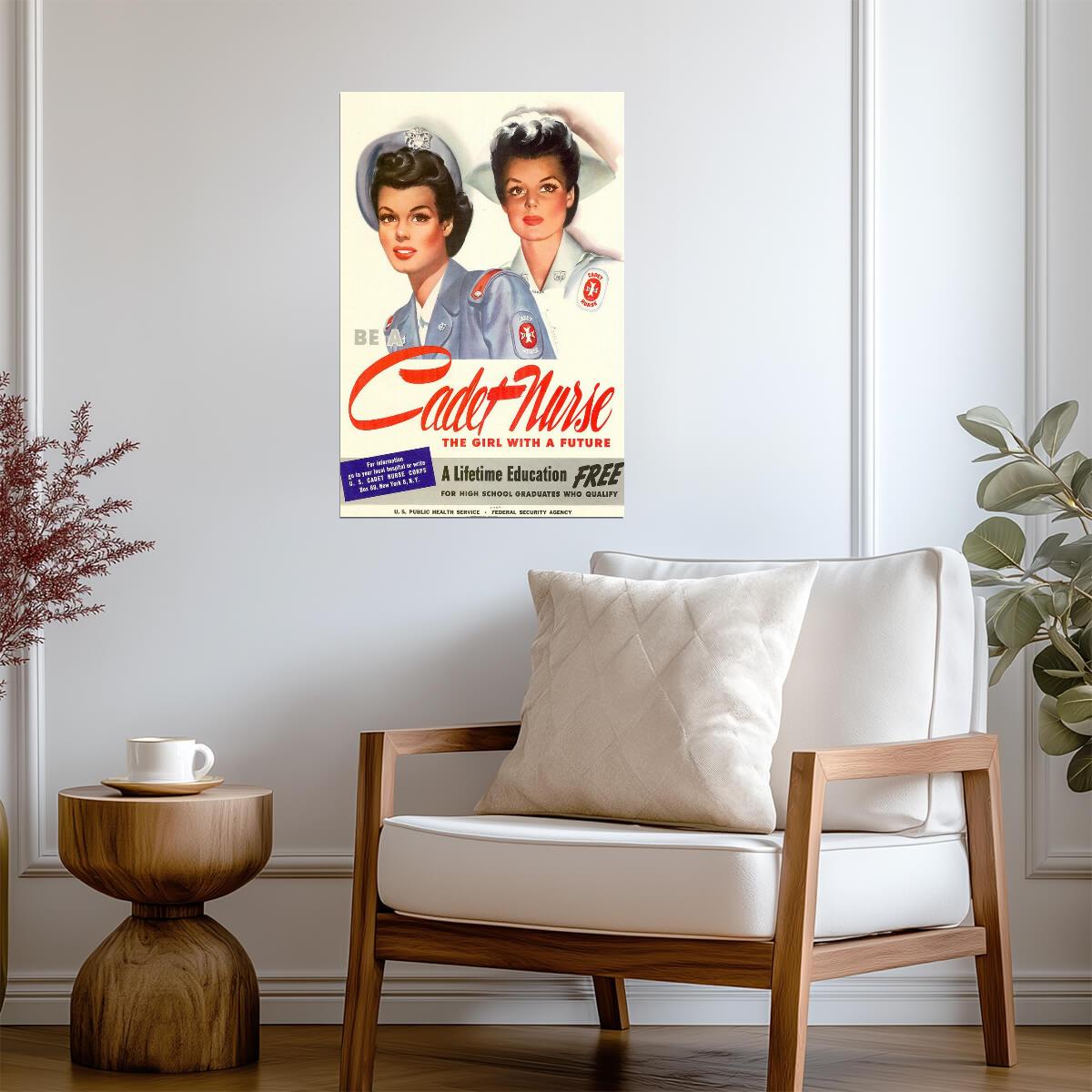 "Be a Cadet Nurse, The Girl With a Future" | WWII Recruitment Poster | Propaganda Art - Vintage & Retro Poster