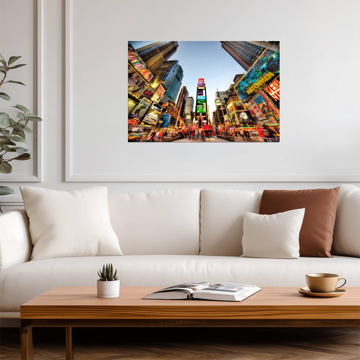 Illuminated Times Square at Night | New York City Photography | Urban Poster - Photography Poster