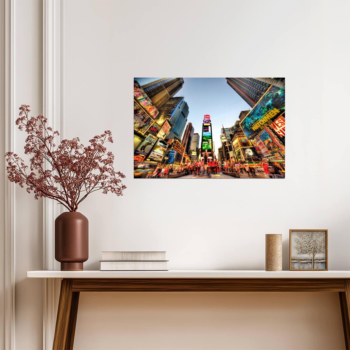 Illuminated Times Square at Night | New York City Photography | Urban Poster - Photography Poster