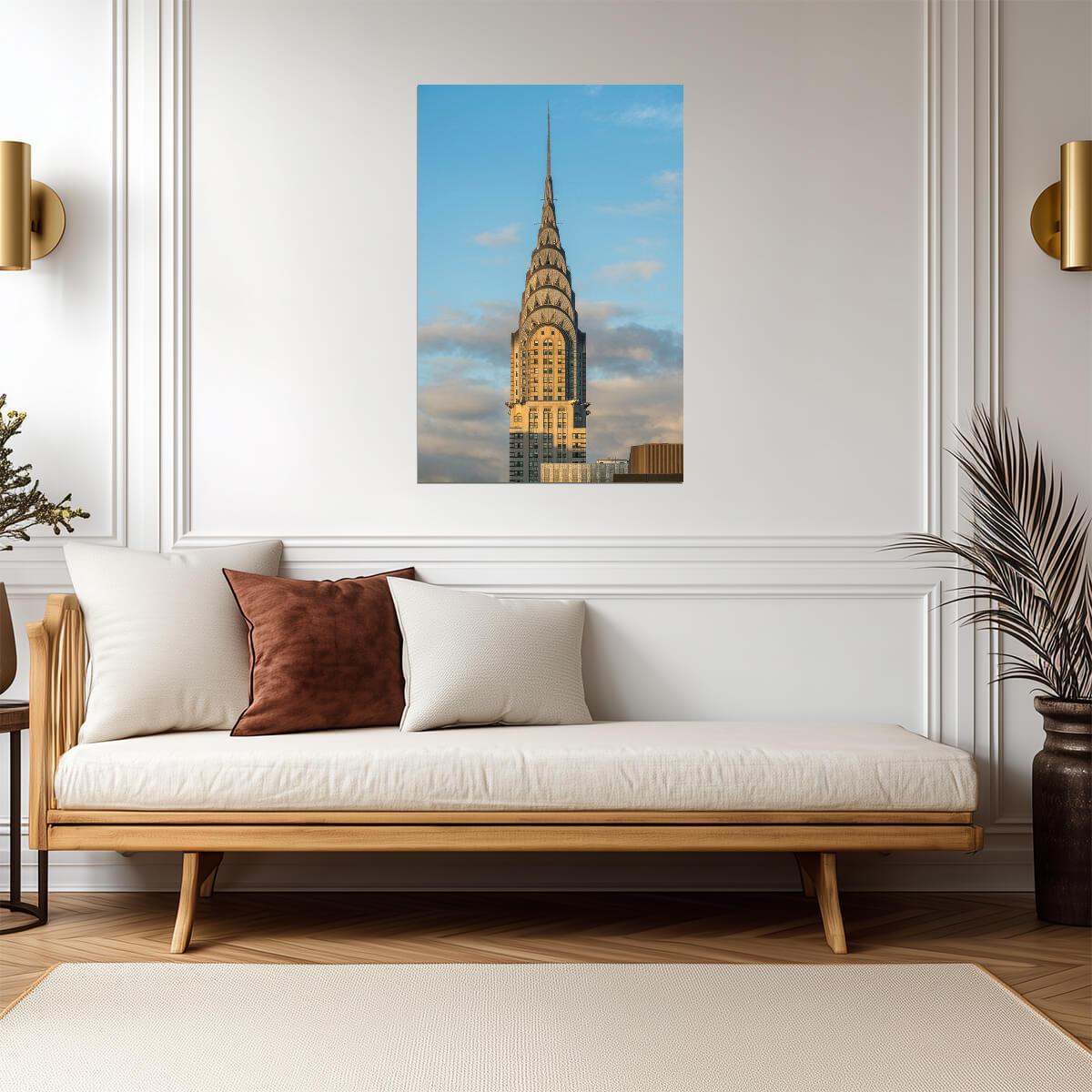 Sunset Over a Manhattan Art Deco Skyscraper | New York City Photography | Golden Hour Cityscape Poster - Photography Poster