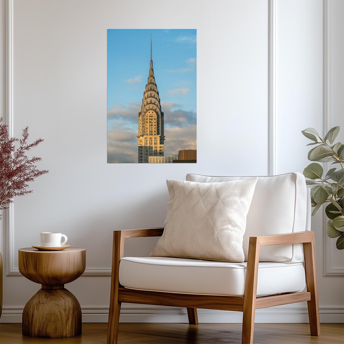 Sunset Over a Manhattan Art Deco Skyscraper | New York City Photography | Golden Hour Cityscape Poster - Photography Poster