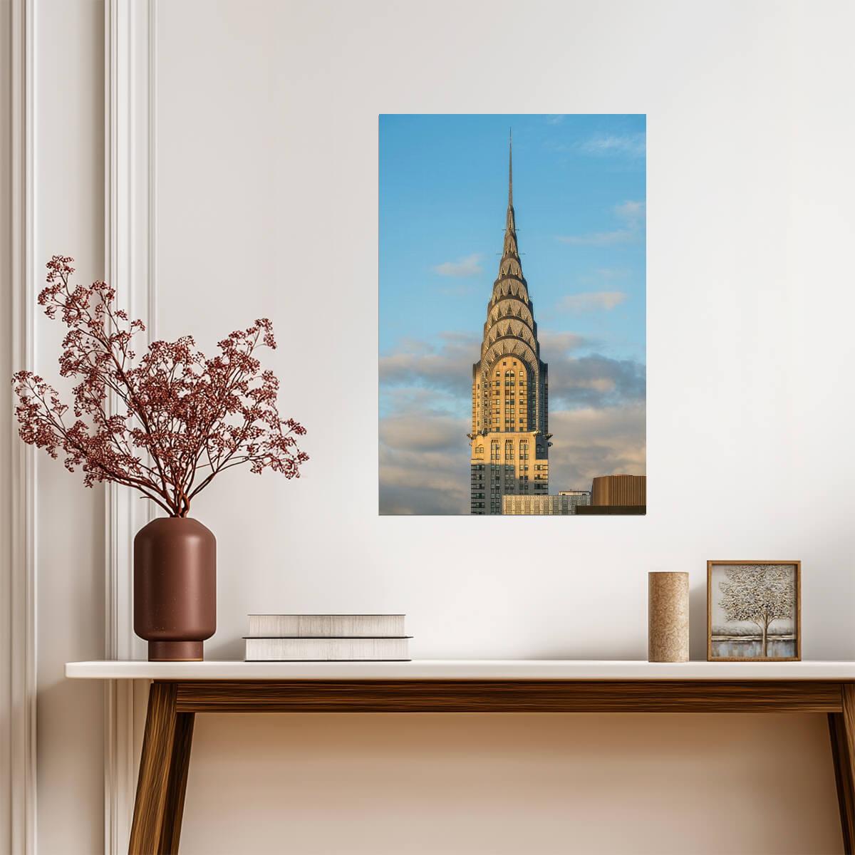 Sunset Over a Manhattan Art Deco Skyscraper | New York City Photography | Golden Hour Cityscape Poster - Photography Poster