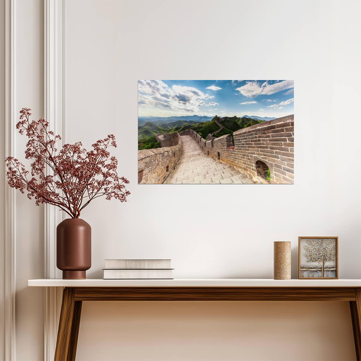 Cloudy Sky Above The Great Wall of China | Landmark Photography | Travel Poster - Photography Poster