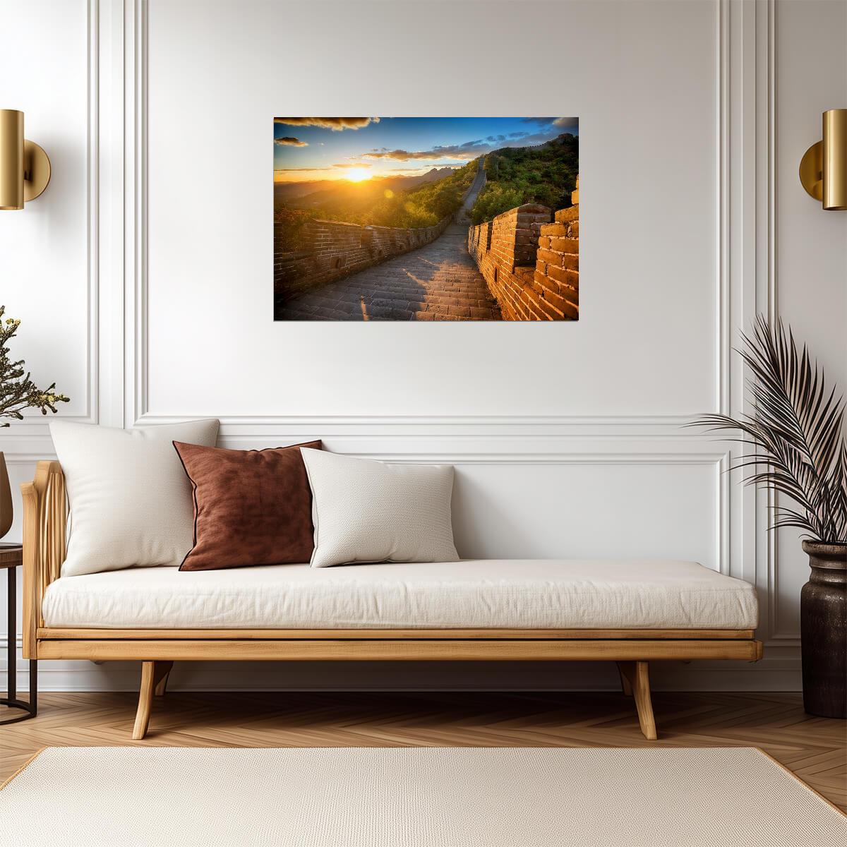 Sunset Over The Great Wall of China | Landmark Photography | Travel Poster - Photography Poster