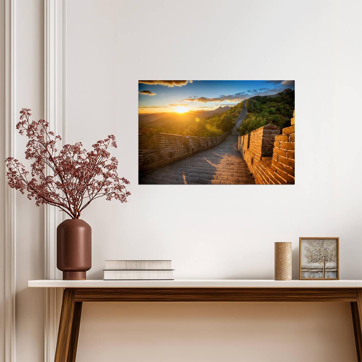 Sunset Over The Great Wall of China | Landmark Photography | Travel Poster - Photography Poster