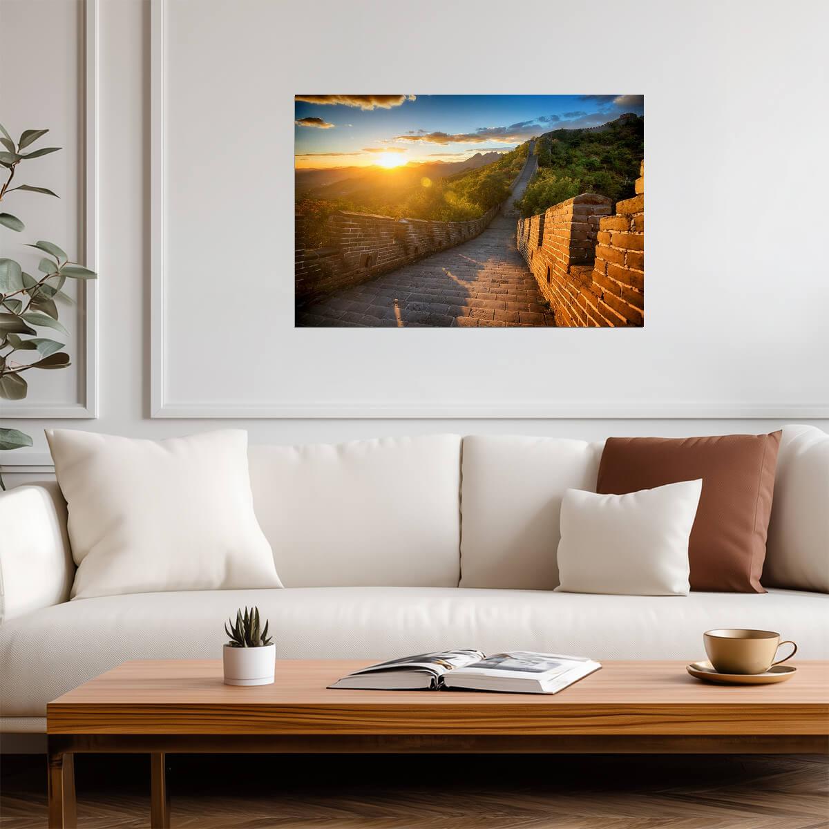 Sunset Over The Great Wall of China | Landmark Photography | Travel Poster - Photography Poster