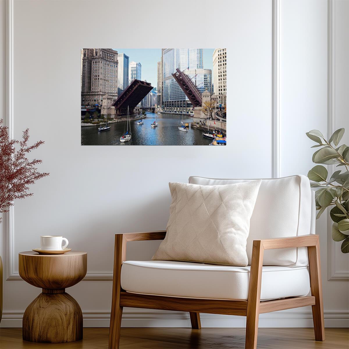Michigan Avenue Bridge in Chicago Illinois | City Architecture Photography | Urban Poster - Photography Poster
