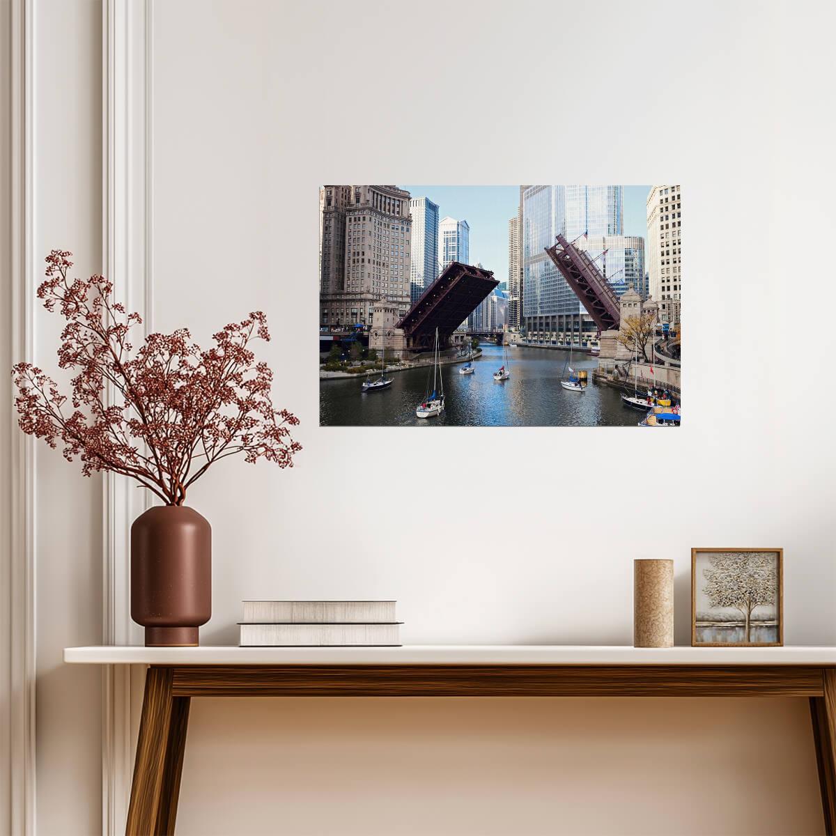Michigan Avenue Bridge in Chicago Illinois | City Architecture Photography | Urban Poster - Photography Poster