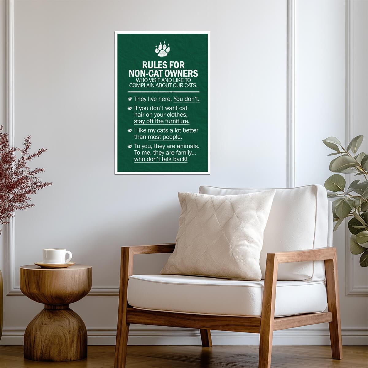 Cat's Rules For Non-Cat Owners | Funny Typographic Art | Humorous Quote Poster - Type & Quotes Poster
