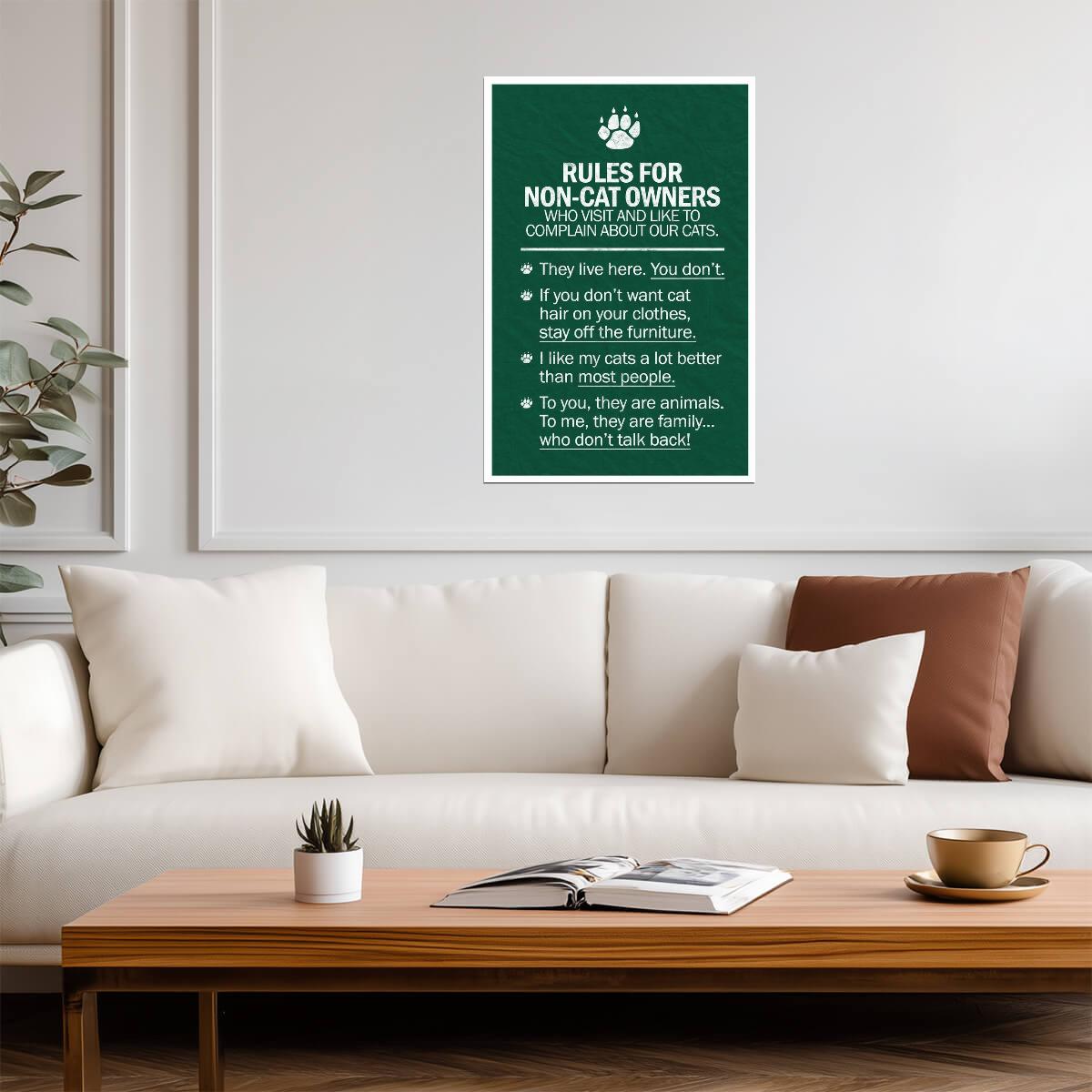 Cat's Rules For Non-Cat Owners | Funny Typographic Art | Humorous Quote Poster - Type & Quotes Poster