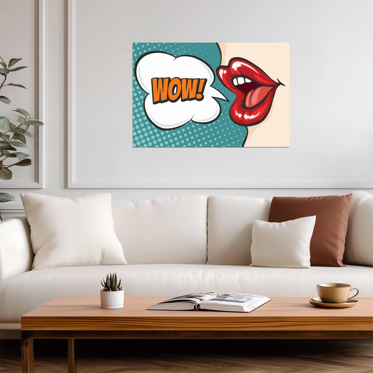 Wow! Pop Art Illustration | Retro Comic Book Style Poster - Graphic & Art Poster