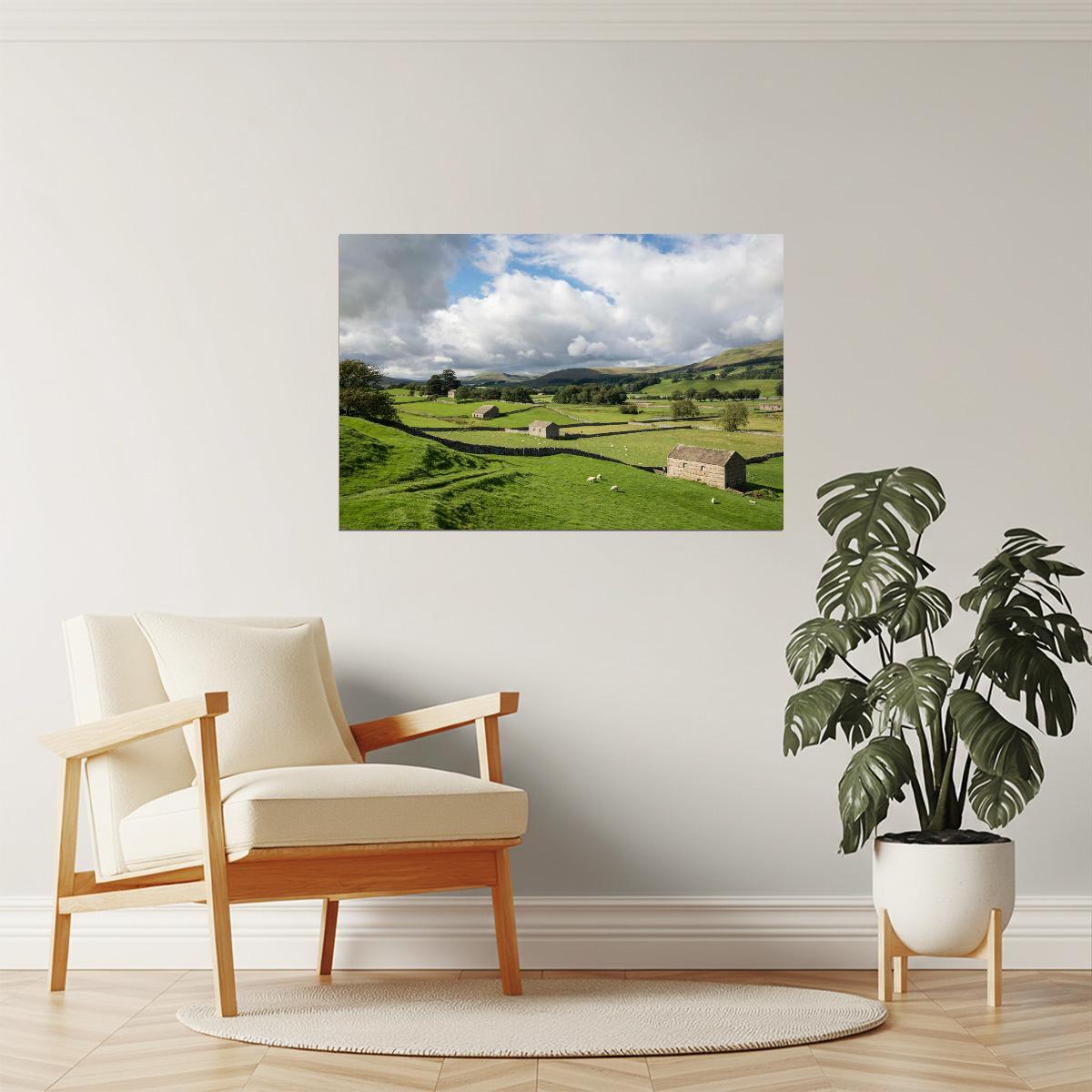 Wensleydale Farms Poster | England North Yorkshire Photography | Rural Landscape Wall Art