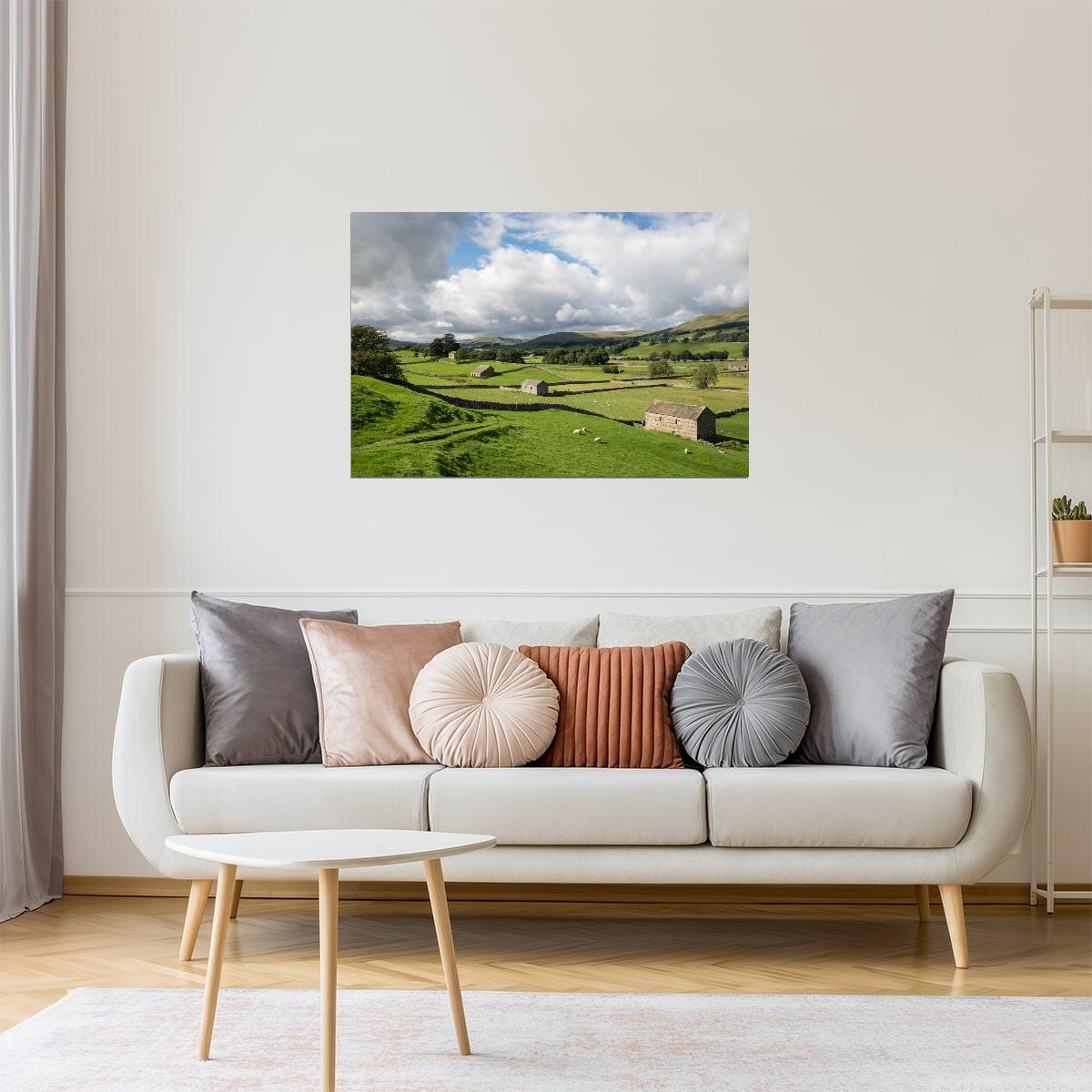 Wensleydale Farms Poster | England North Yorkshire Photography | Rural Landscape Wall Art