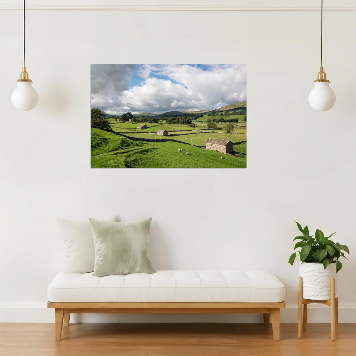 Wensleydale Farms Poster | England North Yorkshire Photography | Rural Landscape Wall Art