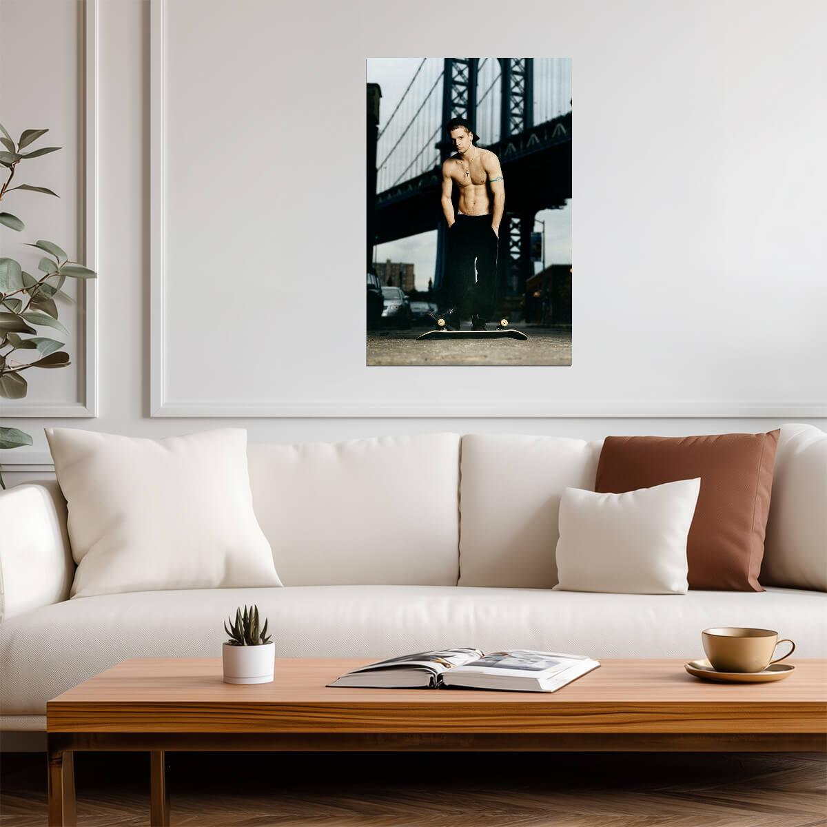 Young Man with a Skateboard | Urban Fashion Photography | Portrait Poster - Photography Poster