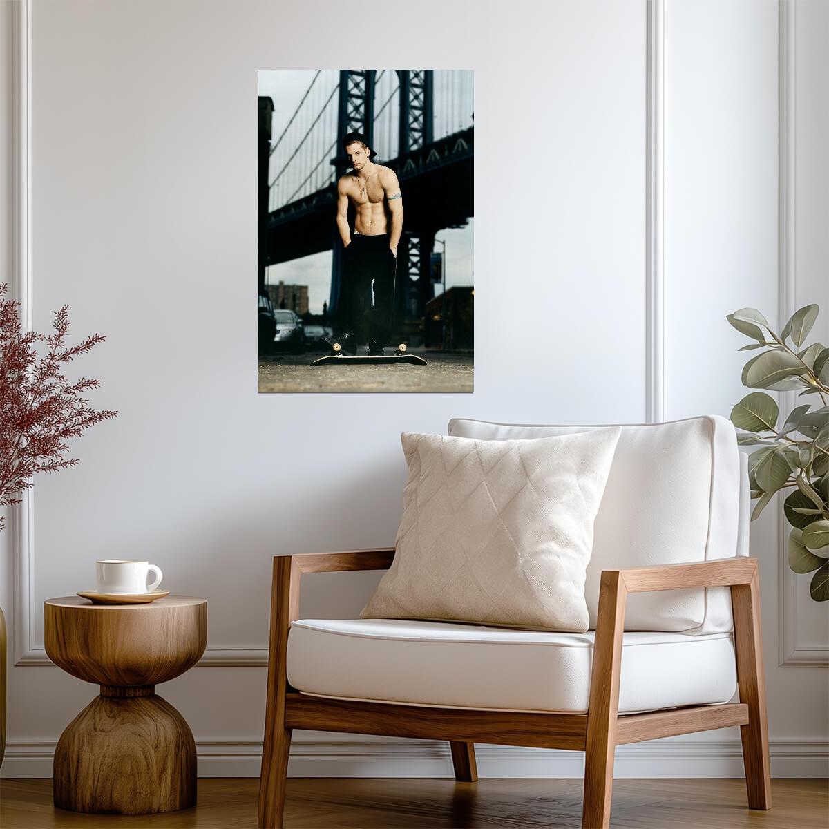 Young Man with a Skateboard | Urban Fashion Photography | Portrait Poster - Photography Poster