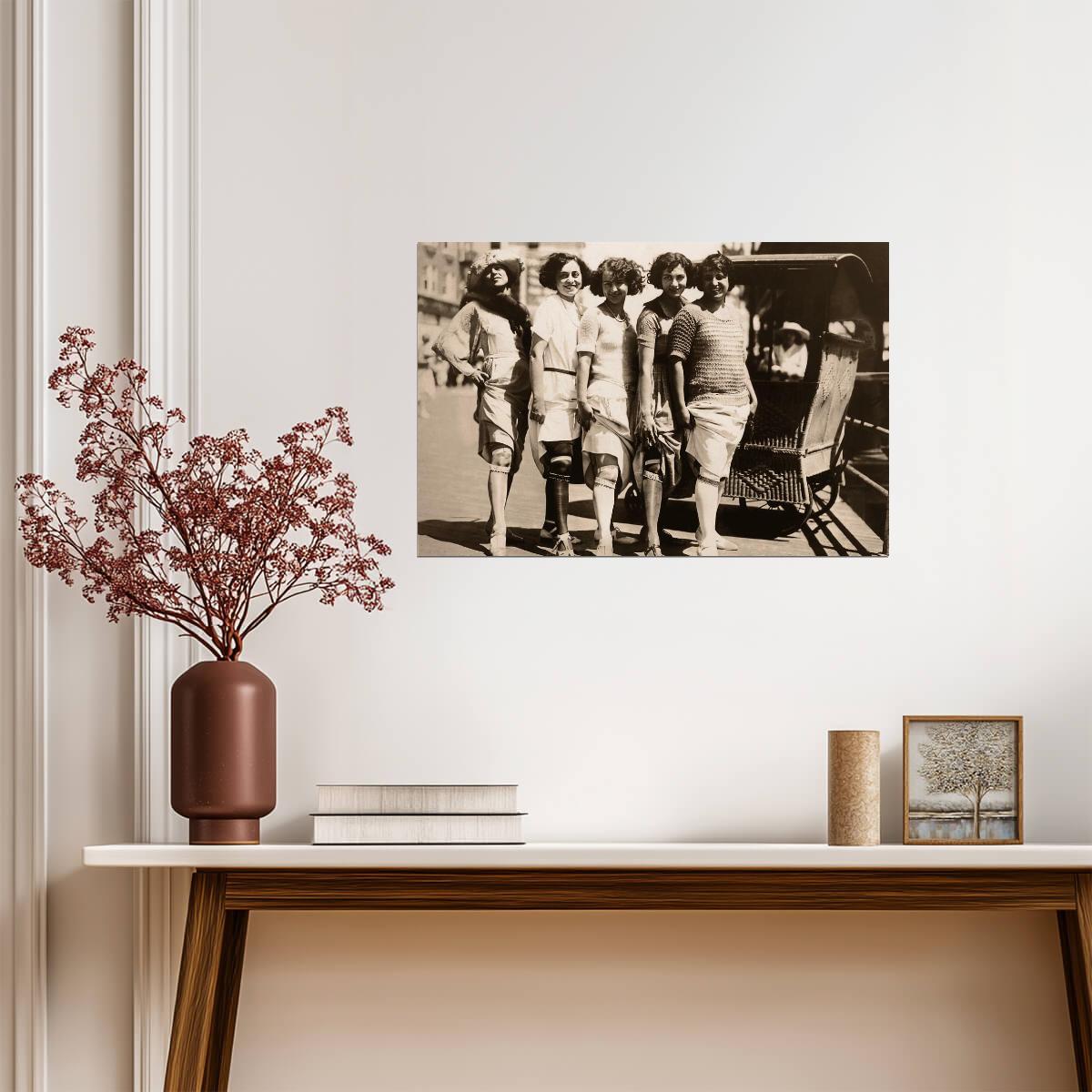 Women Showing Garter Belts 1920s | Vintage Archival Photo | Retro Fashion Poster - Vintage & Retro Poster