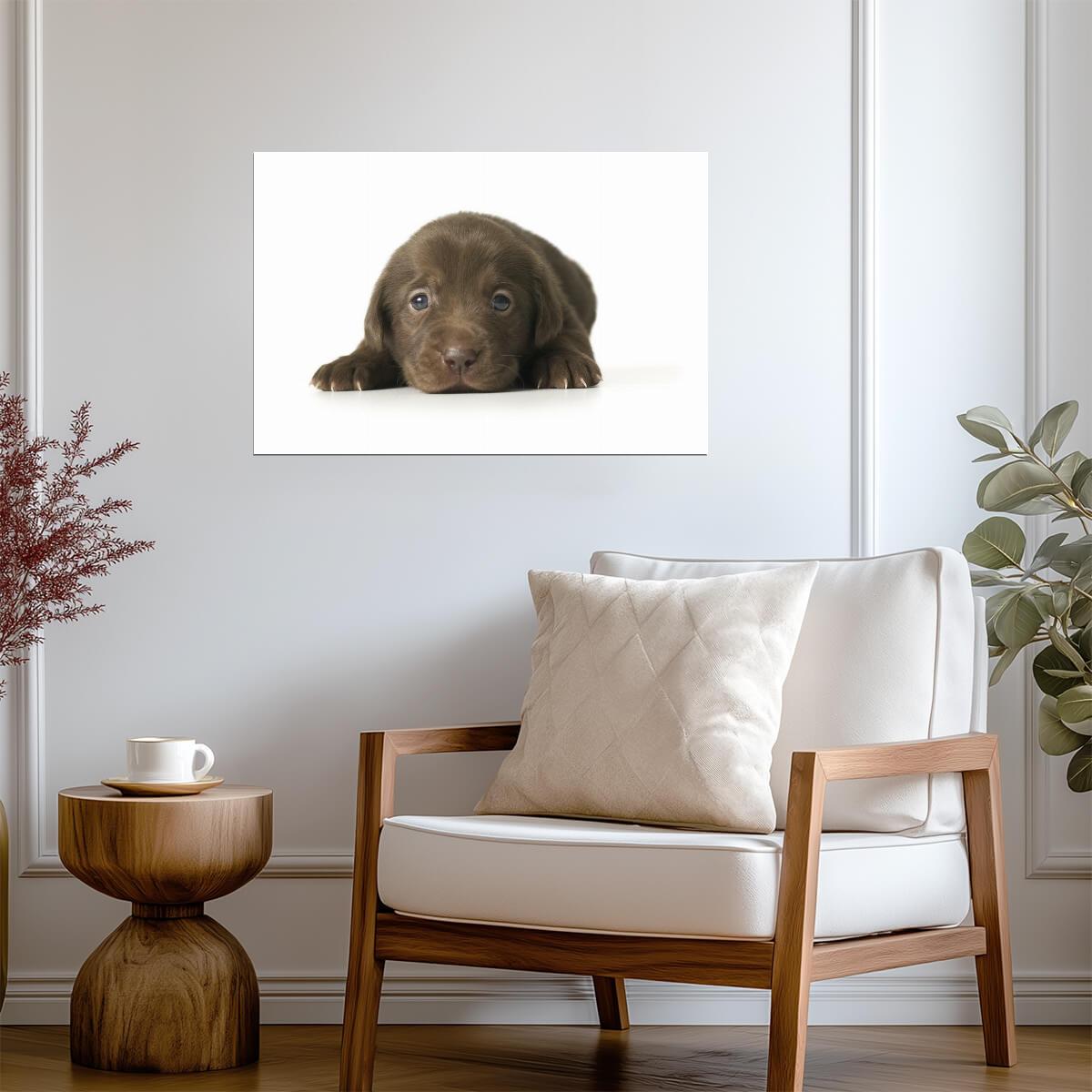 Adorable Brown Puppy Lying Down | Cute Dog Photography | Pet Portrait Poster - Photography Poster