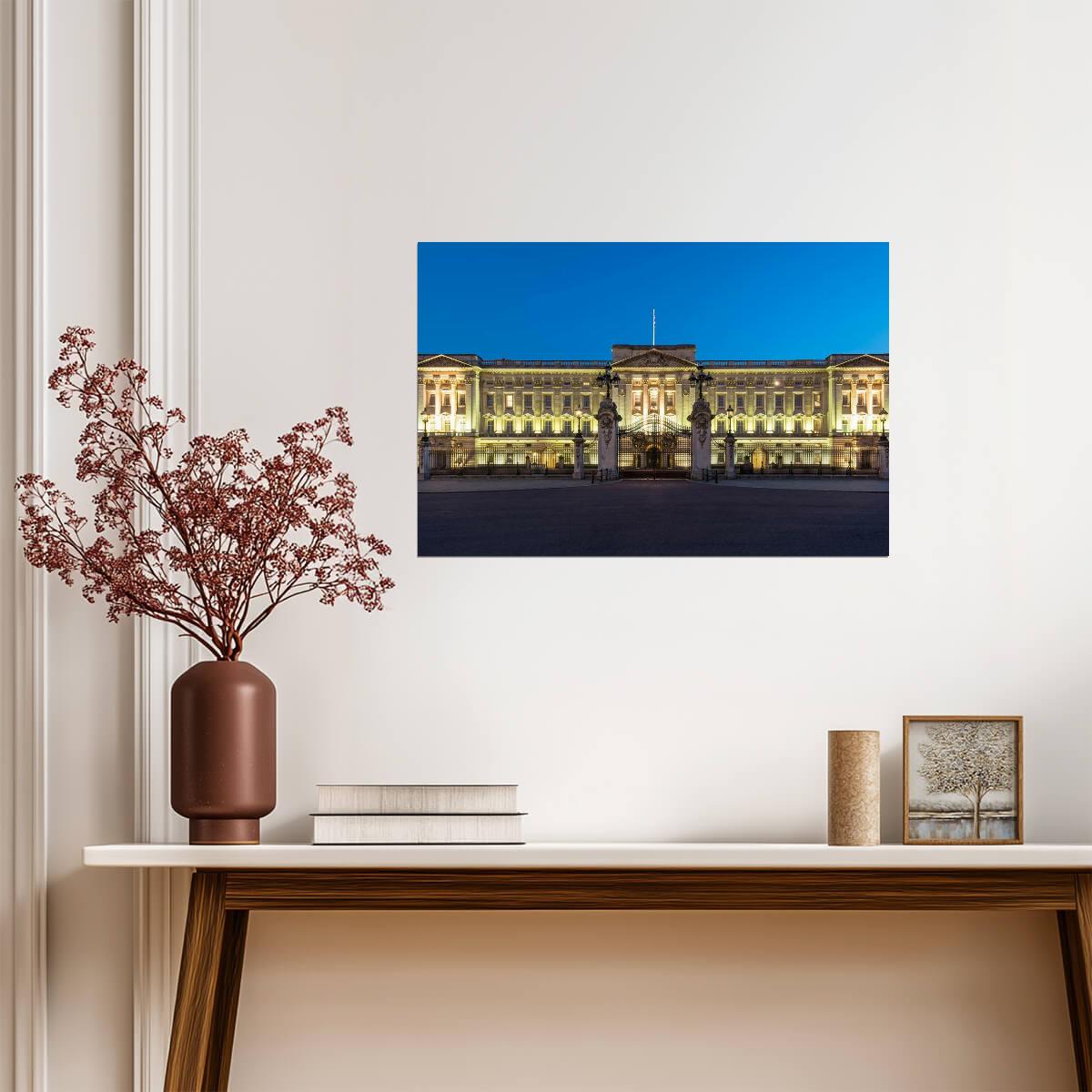 Buckingham Palace Illuminated at Night | London UK Photography | Royal Landmark Poster - Photography Poster