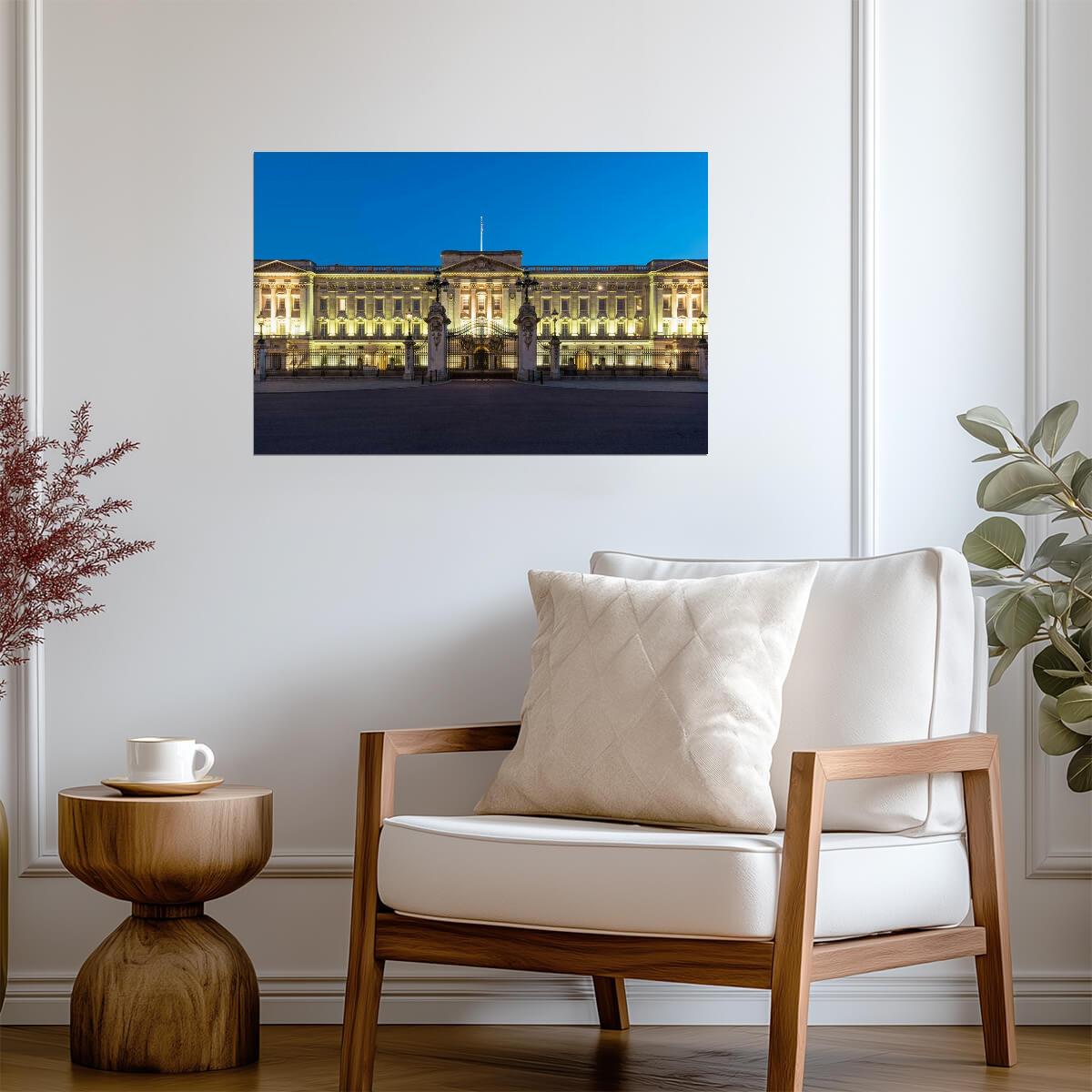 Buckingham Palace Illuminated at Night | London UK Photography | Royal Landmark Poster - Photography Poster