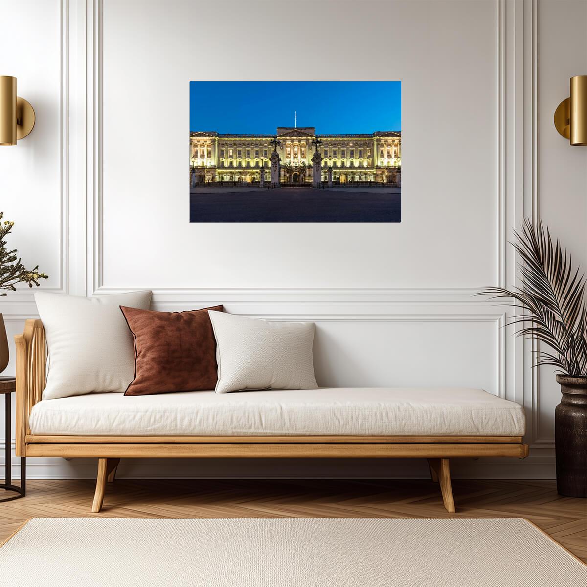 Buckingham Palace Illuminated at Night | London UK Photography | Royal Landmark Poster - Photography Poster