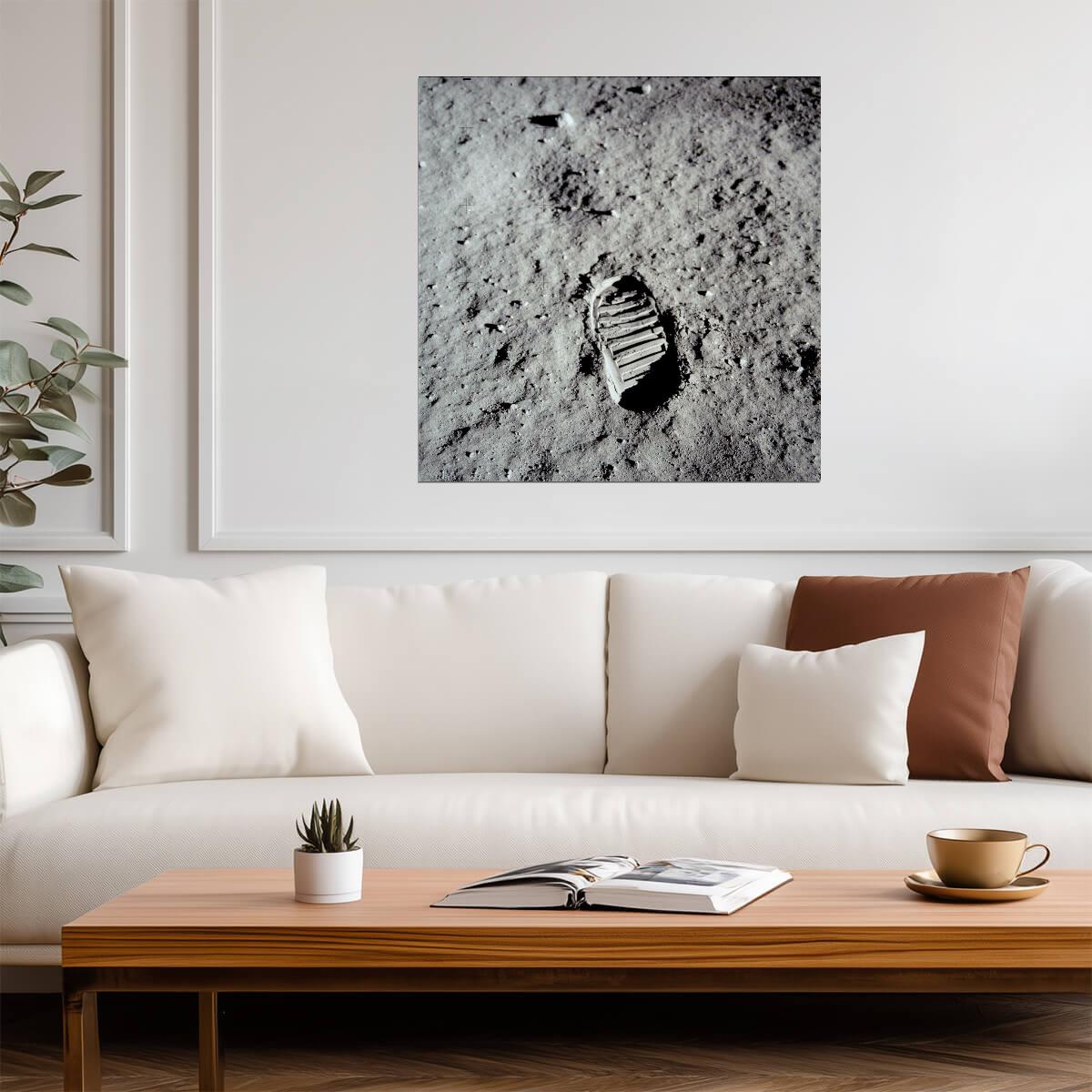 First Footprint on the Moon 1969 | Neil Armstrong Apollo 11 Photo | Historical Space Poster - Vintage & Retro Poster