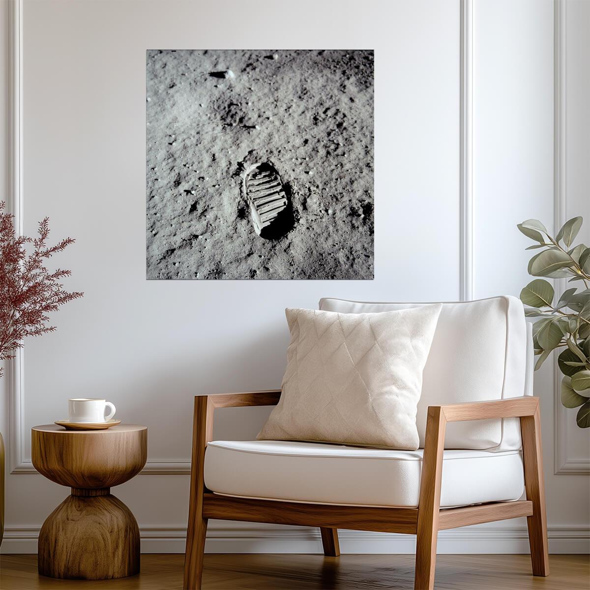 First Footprint on the Moon 1969 | Neil Armstrong Apollo 11 Photo | Historical Space Poster - Vintage & Retro Poster