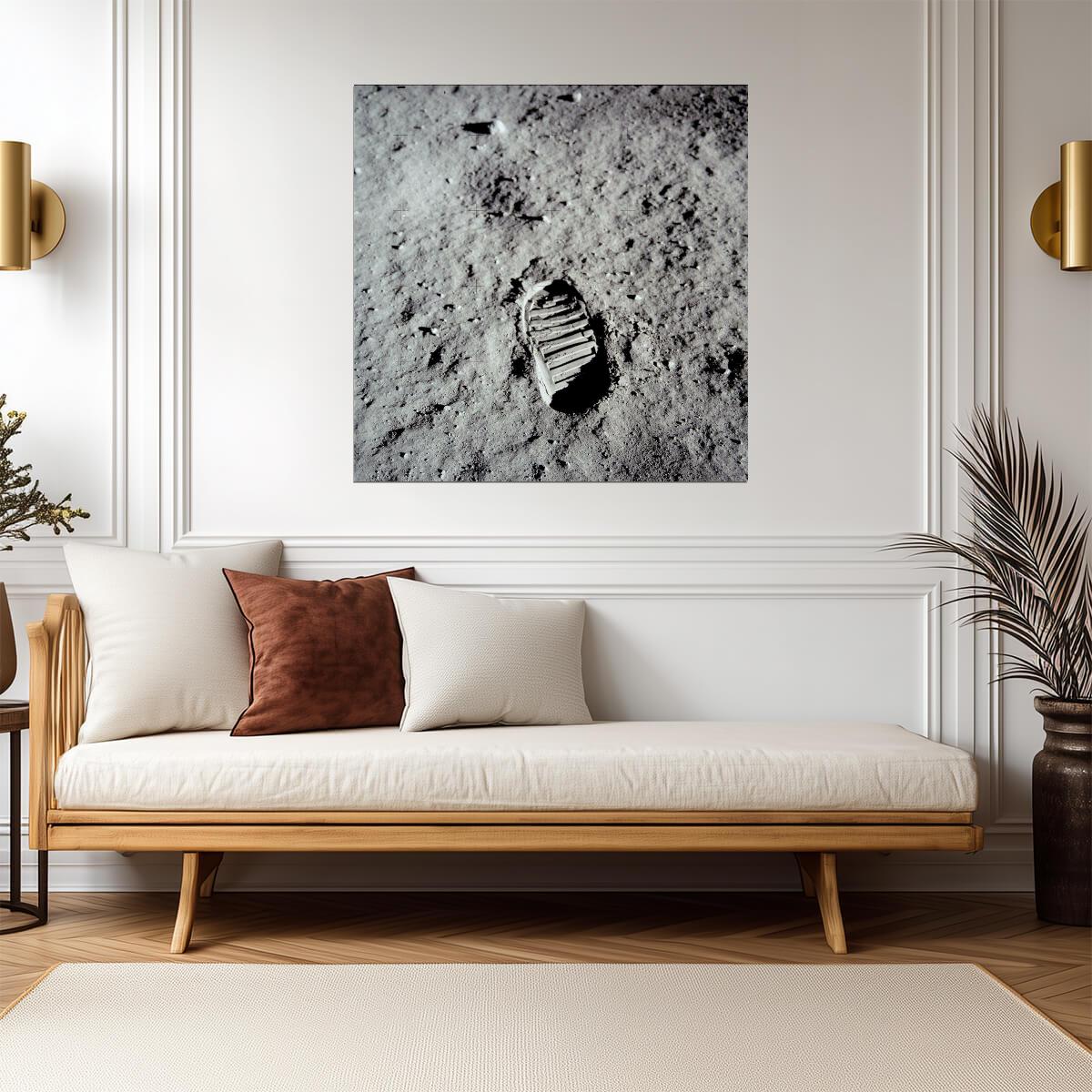 First Footprint on the Moon 1969 | Neil Armstrong Apollo 11 Photo | Historical Space Poster - Vintage & Retro Poster