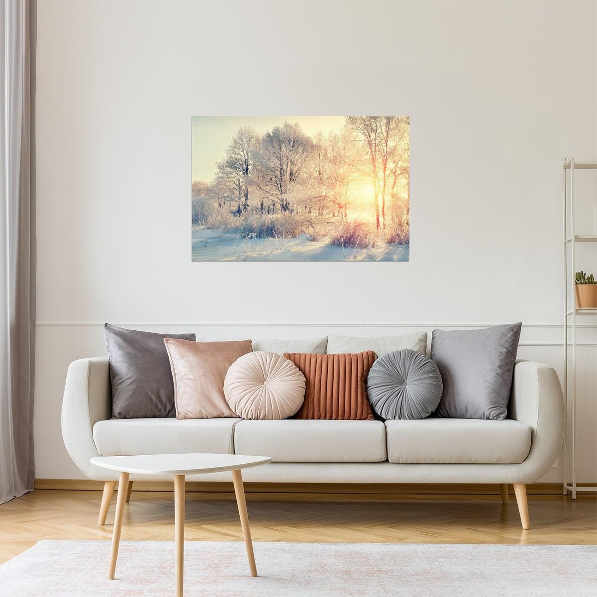 Snowy Wilderness Sunrise Poster | Winter Forest Photography | Nature Landscape Wall Art