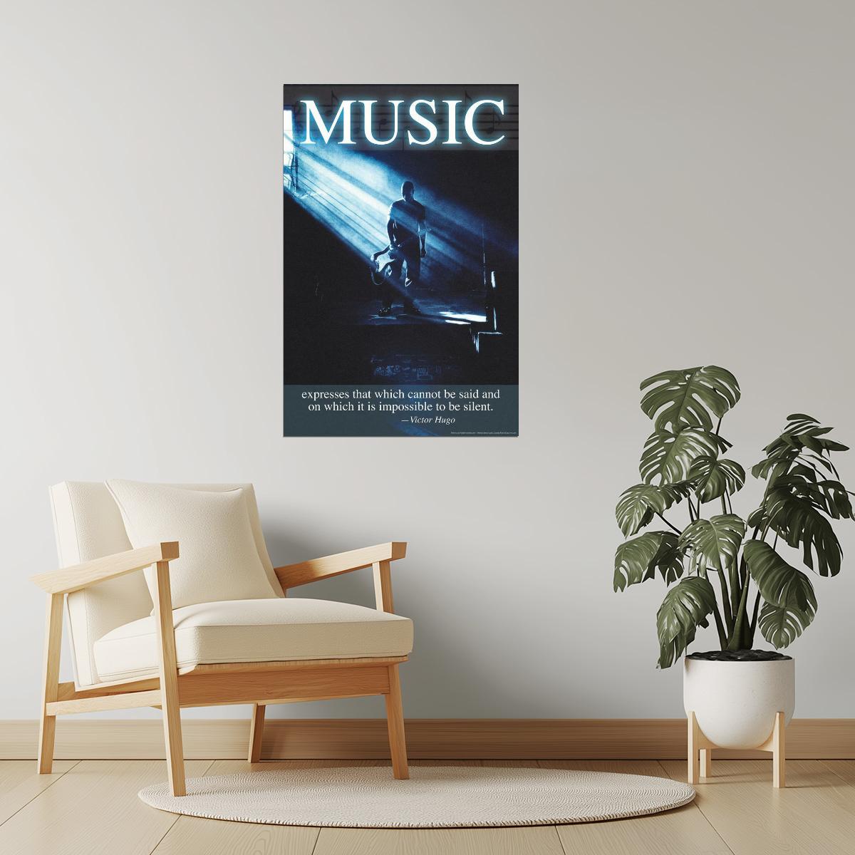 Music | Victor Hugo Inspirational Quote Poster